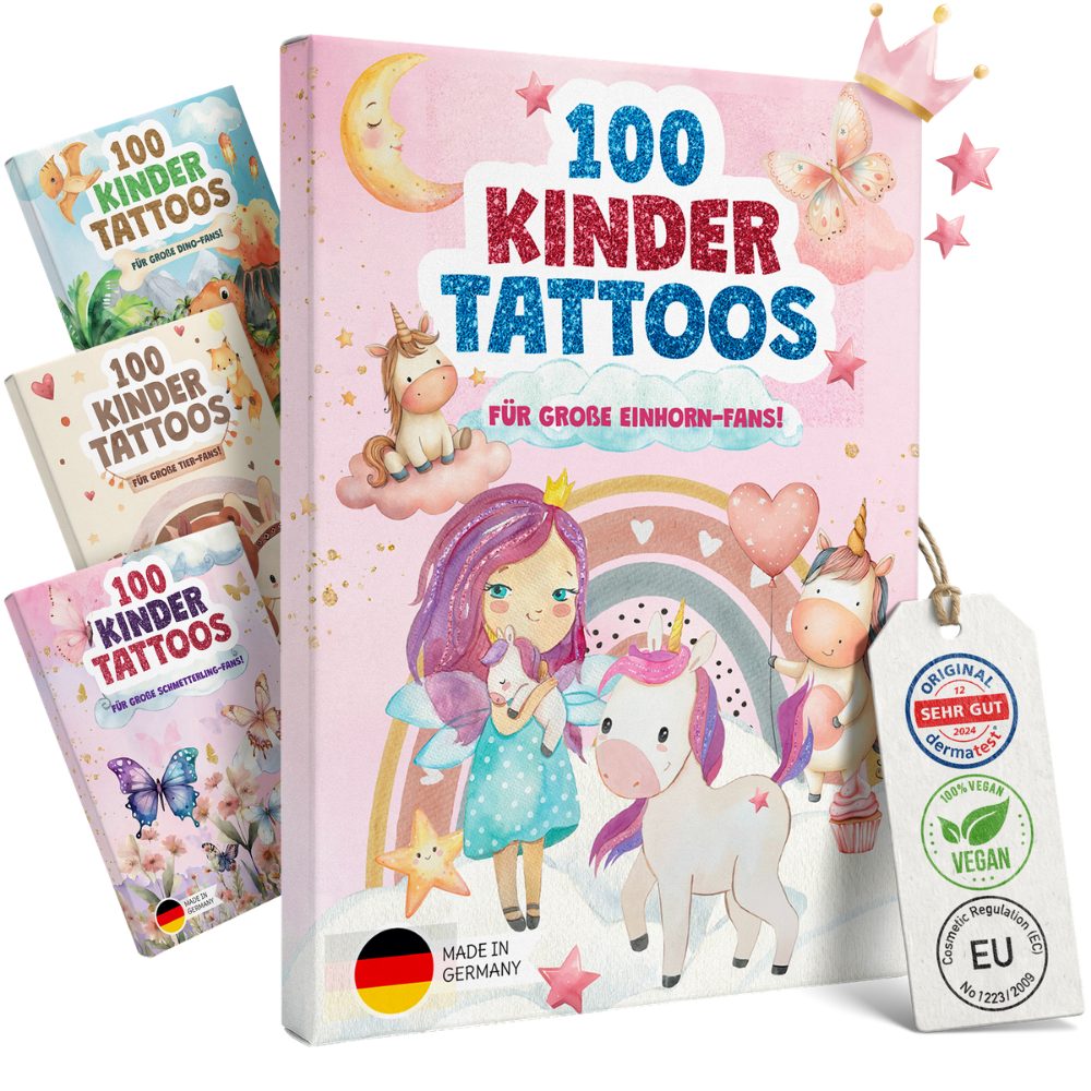 Eulentaler Kindertattoo I 100x hautfreundliche Kindertattoos I Von Pädagogen empfohlen, [Dermatest: Sehr Gut] Made in Germany, I Geburtstagsmitgebsel + Ausmalbilder