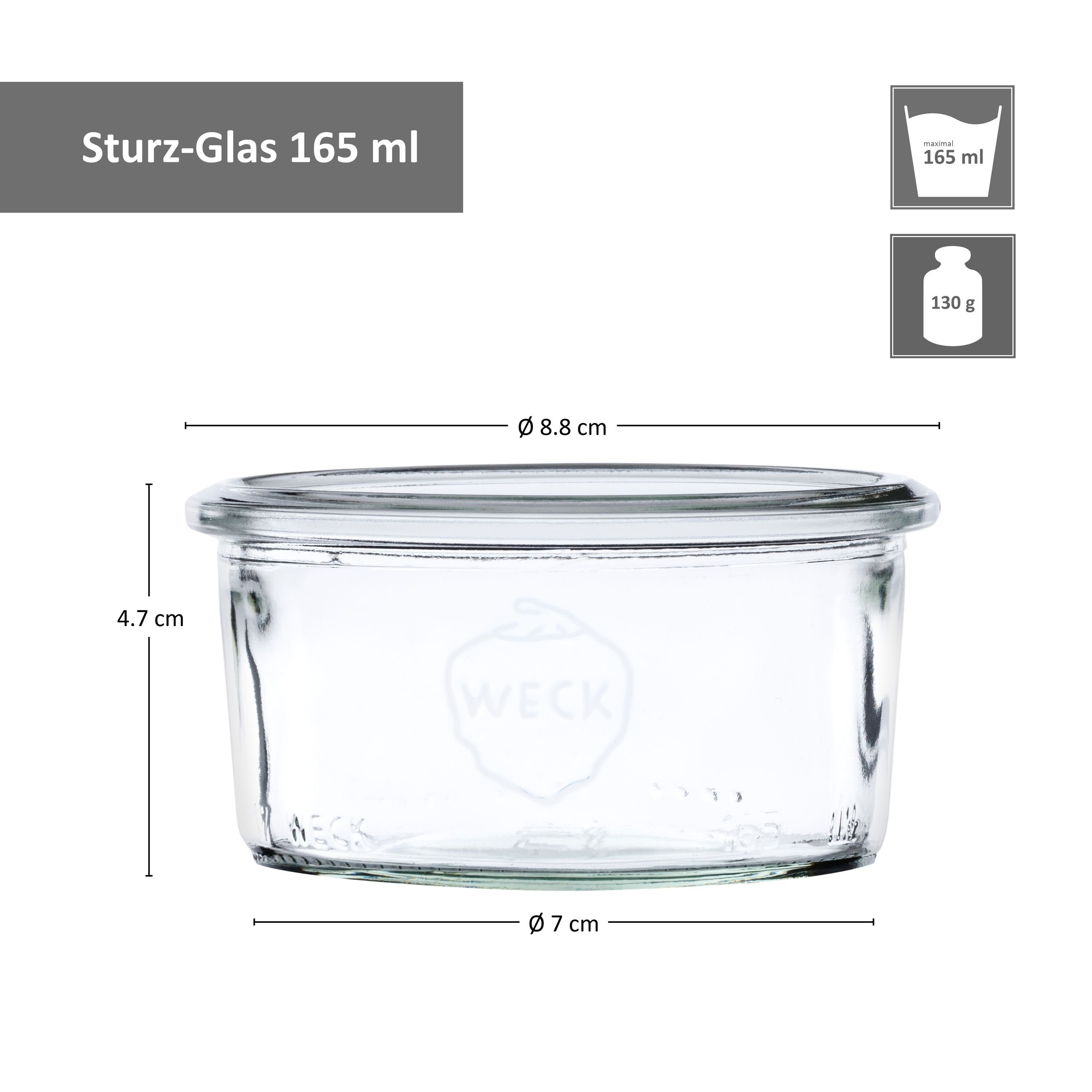 MamboCat Einmachglas 48er Set Weck Klammer, 165ml Einkochringe Glasdeckel Gläser Glas Sturzglas