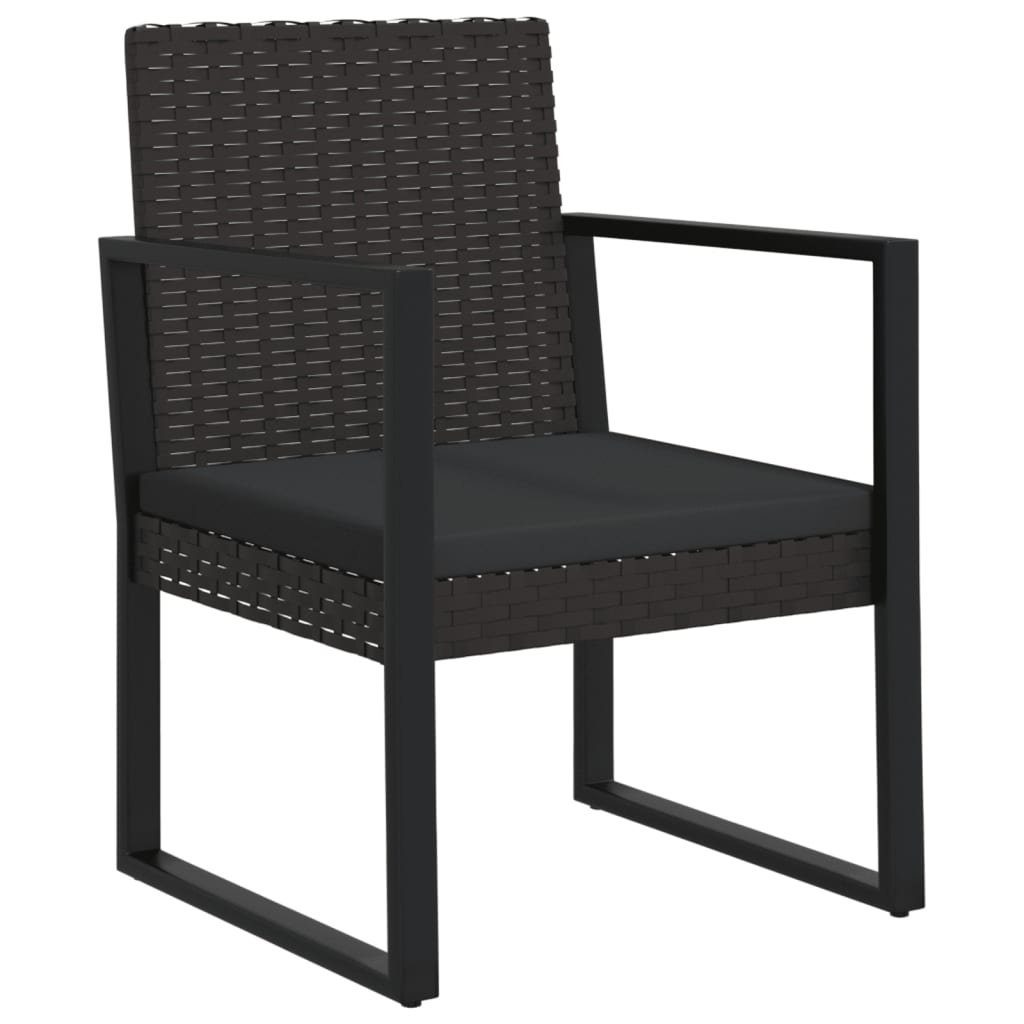 vidaXL Loungesofa 3-tlg. Garten-Lounge-Set mit Kissen Schwarz Poly Rattan, 3 Teile