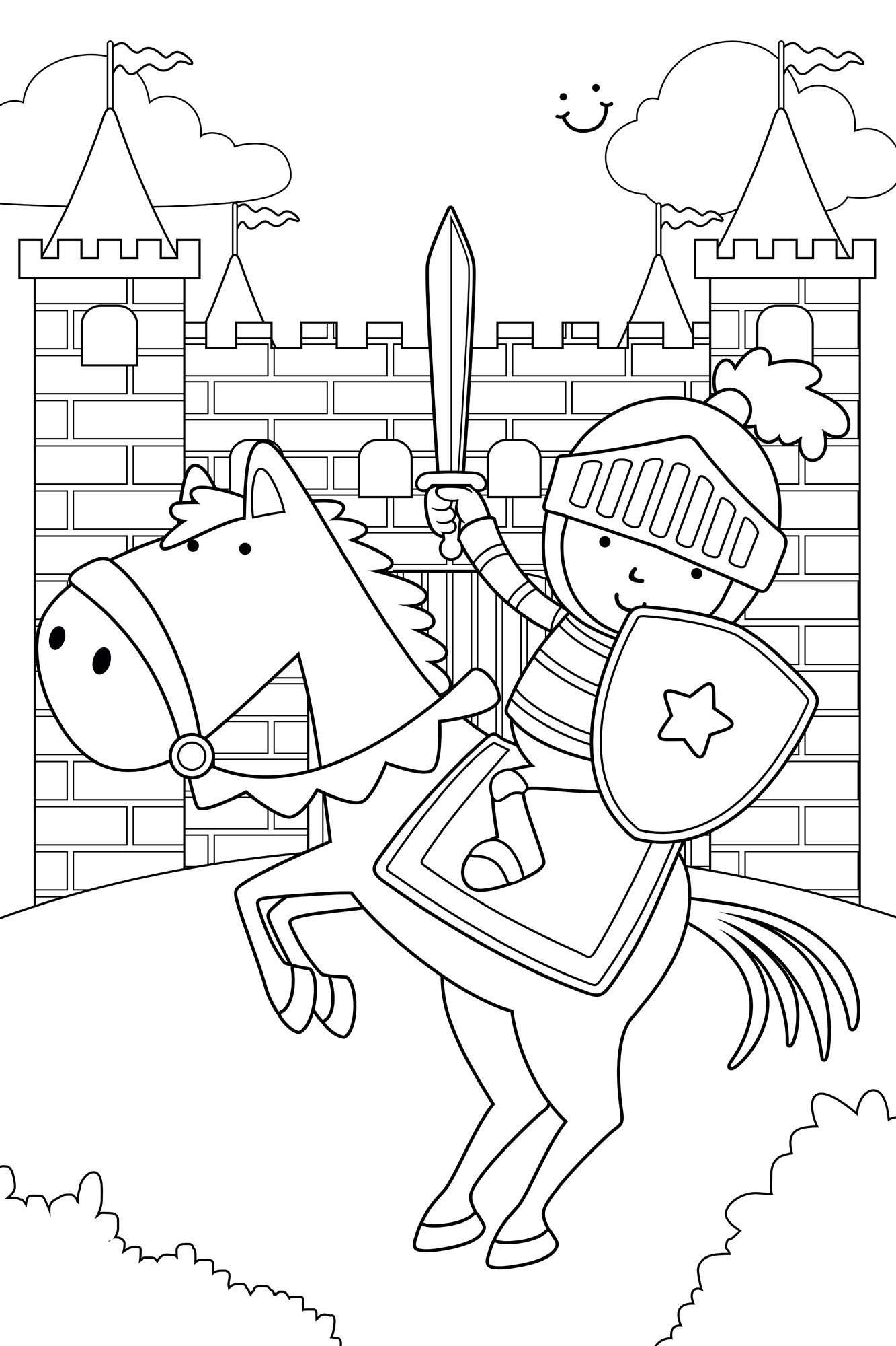 queence Wandsticker Ritter und Burg (1 St), DIY-Wandsticker zum Bemalen