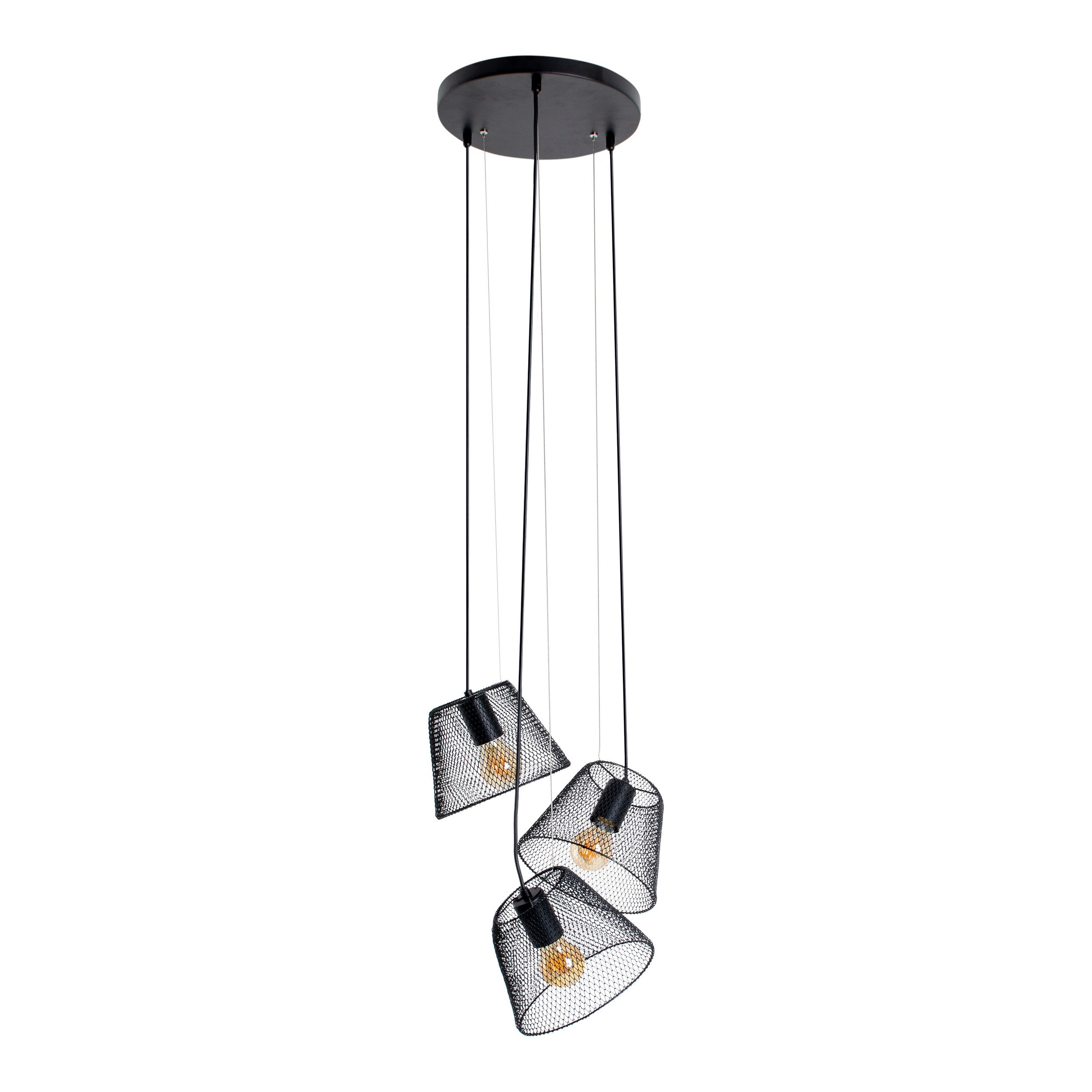 näve Pendelleuchte Korie, ohne Leuchtmittel, Metallgeflechtschirme schwarz, 3x E27 exkl., Höhe 120cm gestuft