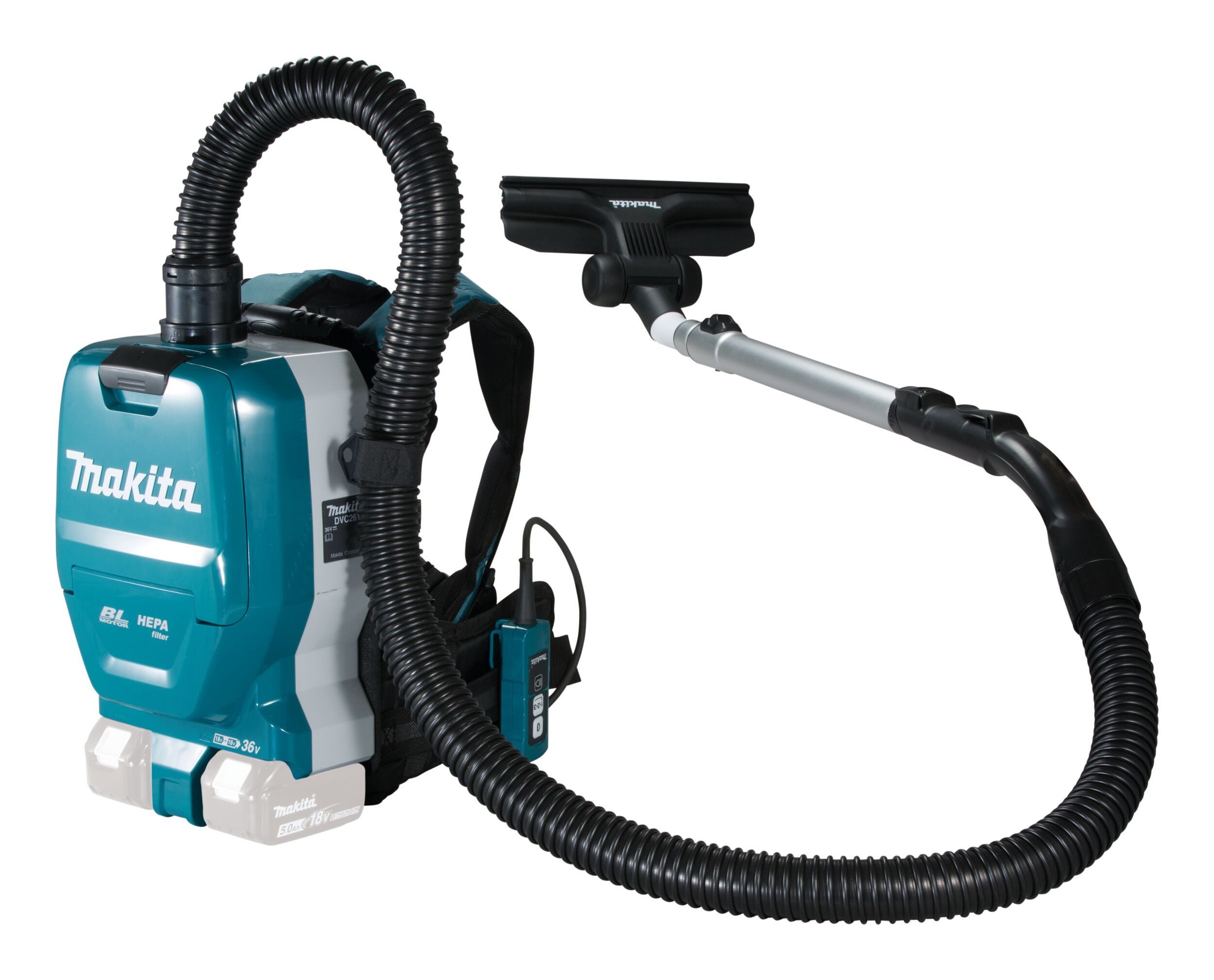 Makita Akku-Rucksackstaubsauger, 2 x 18V, DVC261ZX15, 2l, Ohne Akku - im Karton