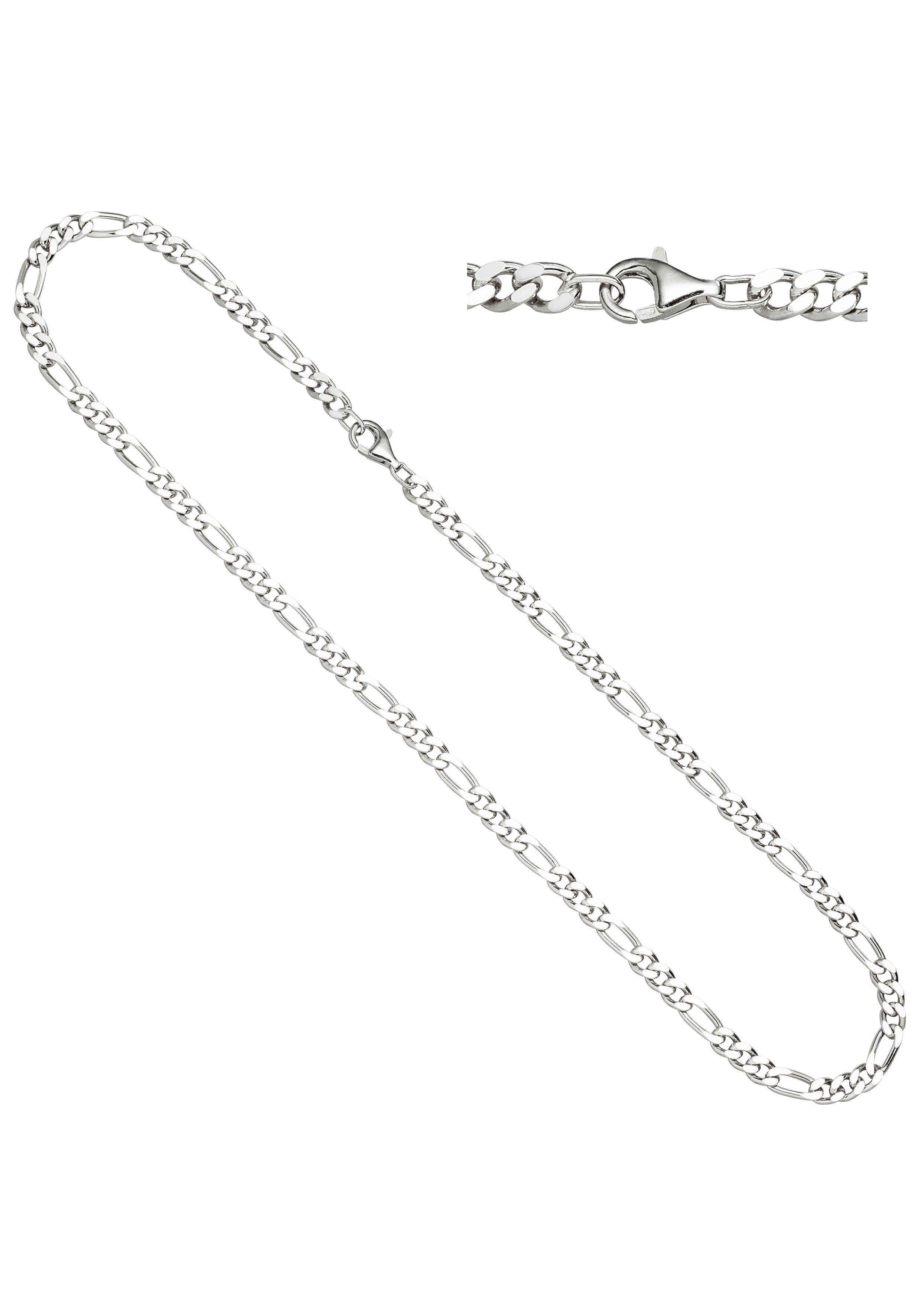 JOBO Silberkette, Figarokette 925 Silber diamantiert 60 cm