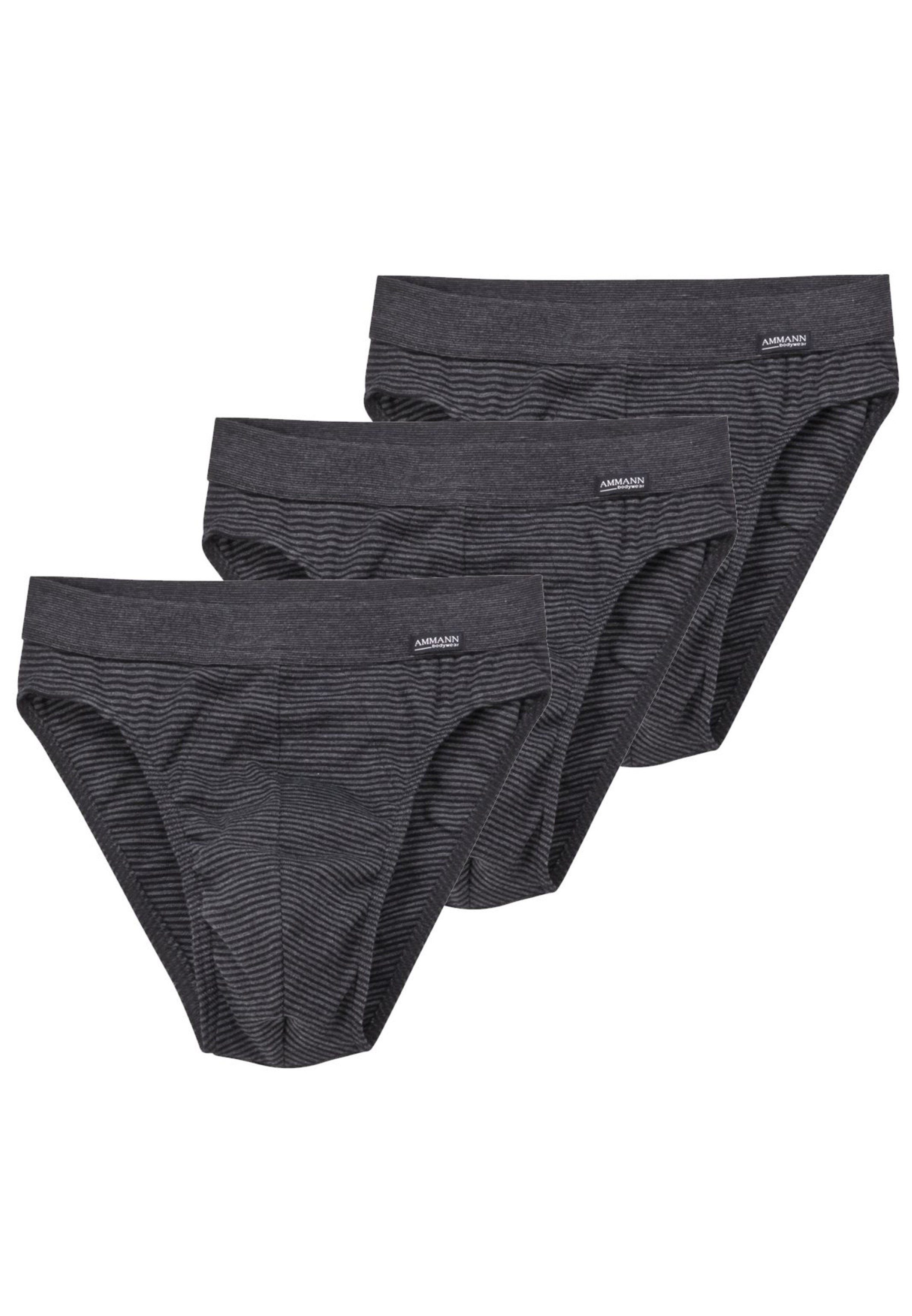 Ammann Slip 3er Pack Jeans Feinripp (Spar-Set, 3-St) Slip / Unterhose - Baumwolle - Ohne Eingriff - Anthrazit