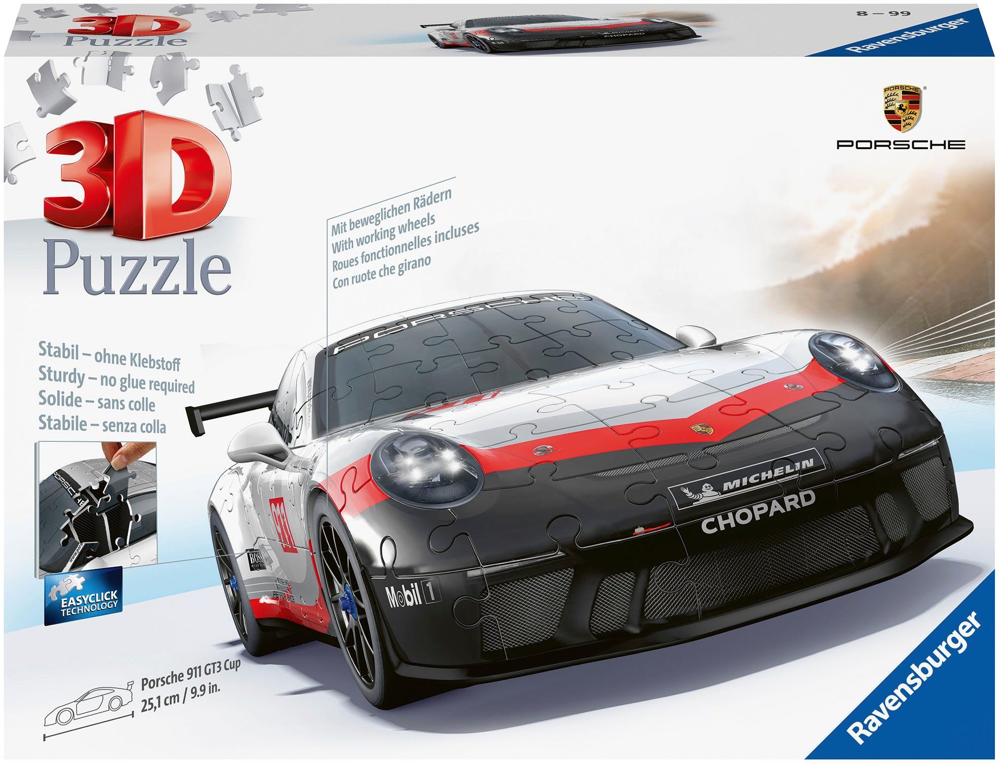 Ravensburger 3D-Puzzle Porsche 911 GT3 Cup, 108 Puzzleteile, Made in Europe; FSC®- schützt Wald - weltweit