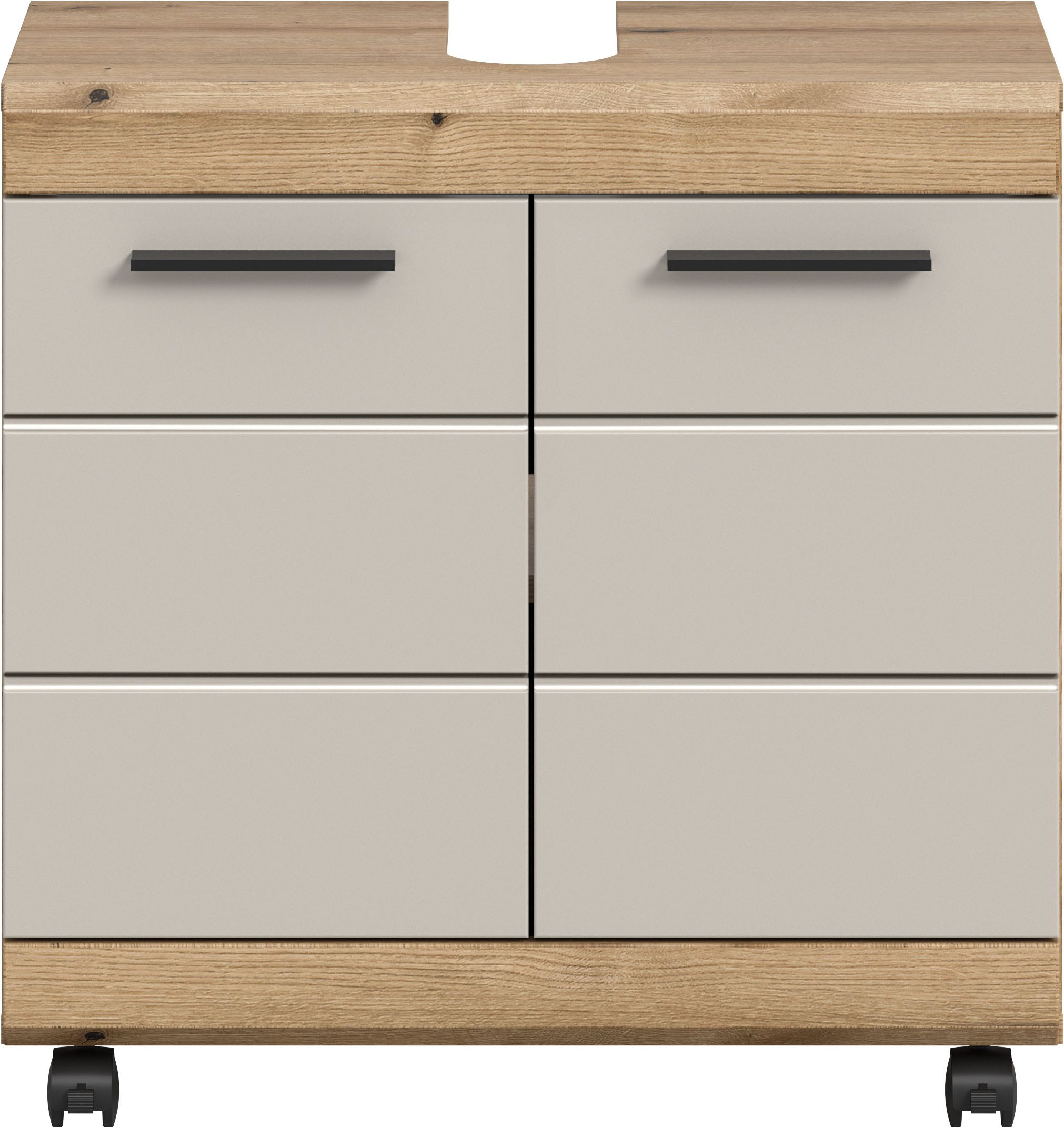 welltime Waschbeckenunterschrank SIENA, Breite 60cm, 2 Türen, auf Rollen, MDF-Front (TOPSELLER!, mit Siphonausschnitt 10x25 cm) in verschiedenen Farben erhältli – Bild 3 von 5