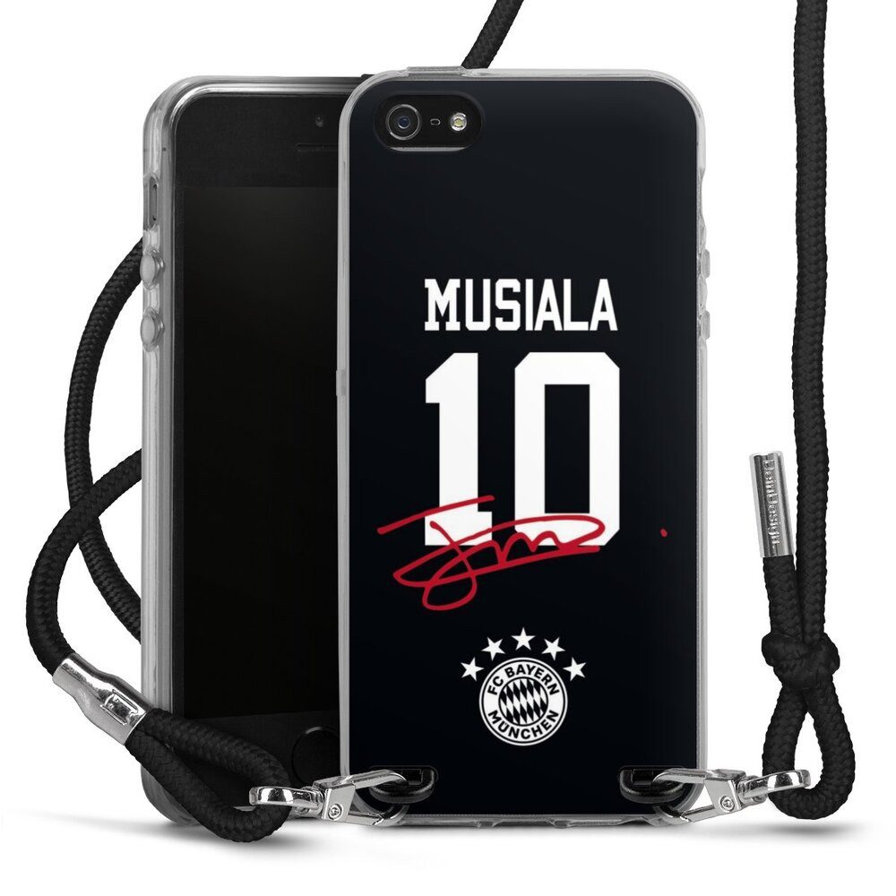 DeinDesign Handyhülle FC Bayern München Jamal Musiala FCB Musiala 10, Apple iPhone 5 Handykette Hülle mit Band Case zum Umhängen