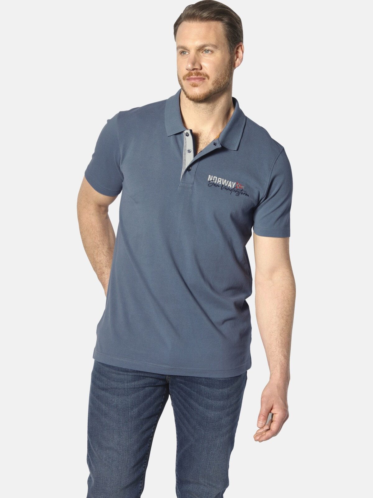 Jan Vanderstorm Poloshirt JAKOV mit Kontrast-Knopfleiste günstig online kaufen