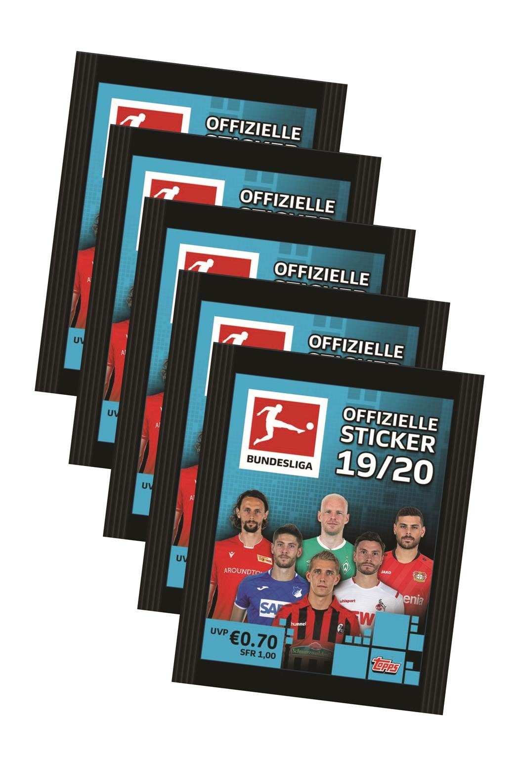 Sticker Topps Bundesliga Sticker 2019 / 2020 - 5 Tüten (25 Sammelsticker)