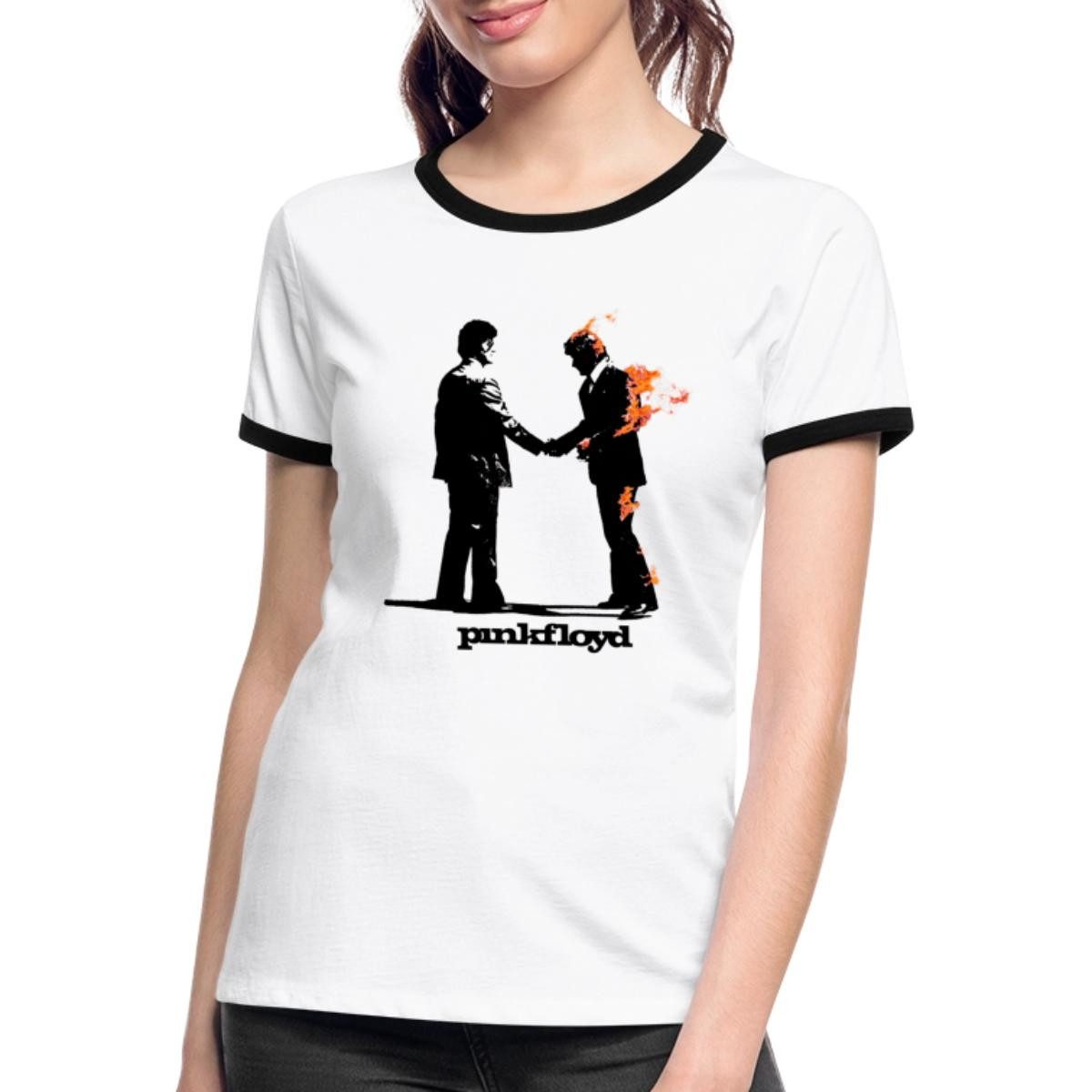 Spreadshirt T-Shirt Pink Floyd Album Cover Und Logo Frauen Kontrast T-Shirt (1-tlg)