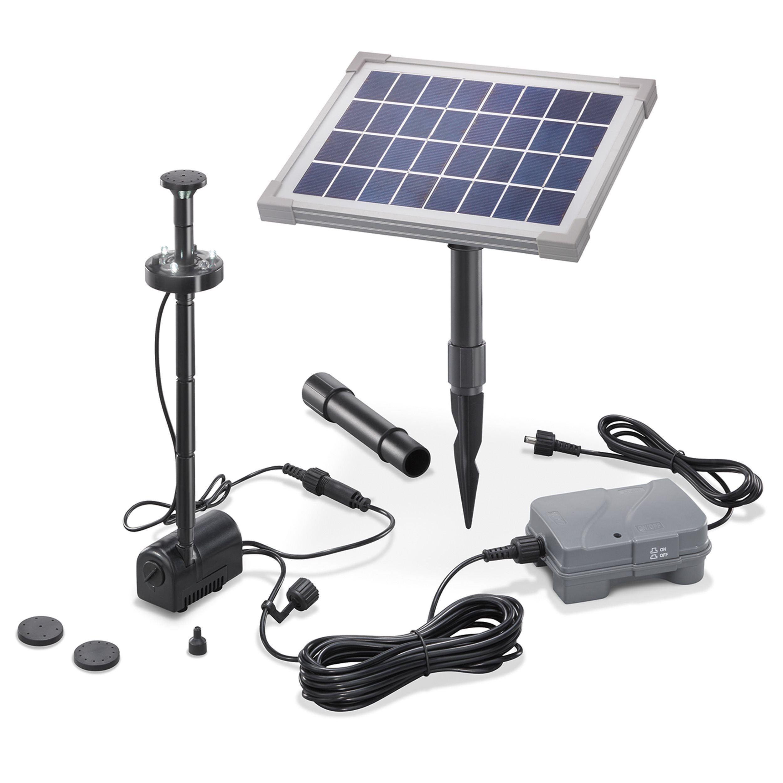 esotec Solarpumpe 5/160 Teichpumpenset LED+Akkuspeicher, 160l/h, 5Wp Solarmodul 101920 (Komplettset)