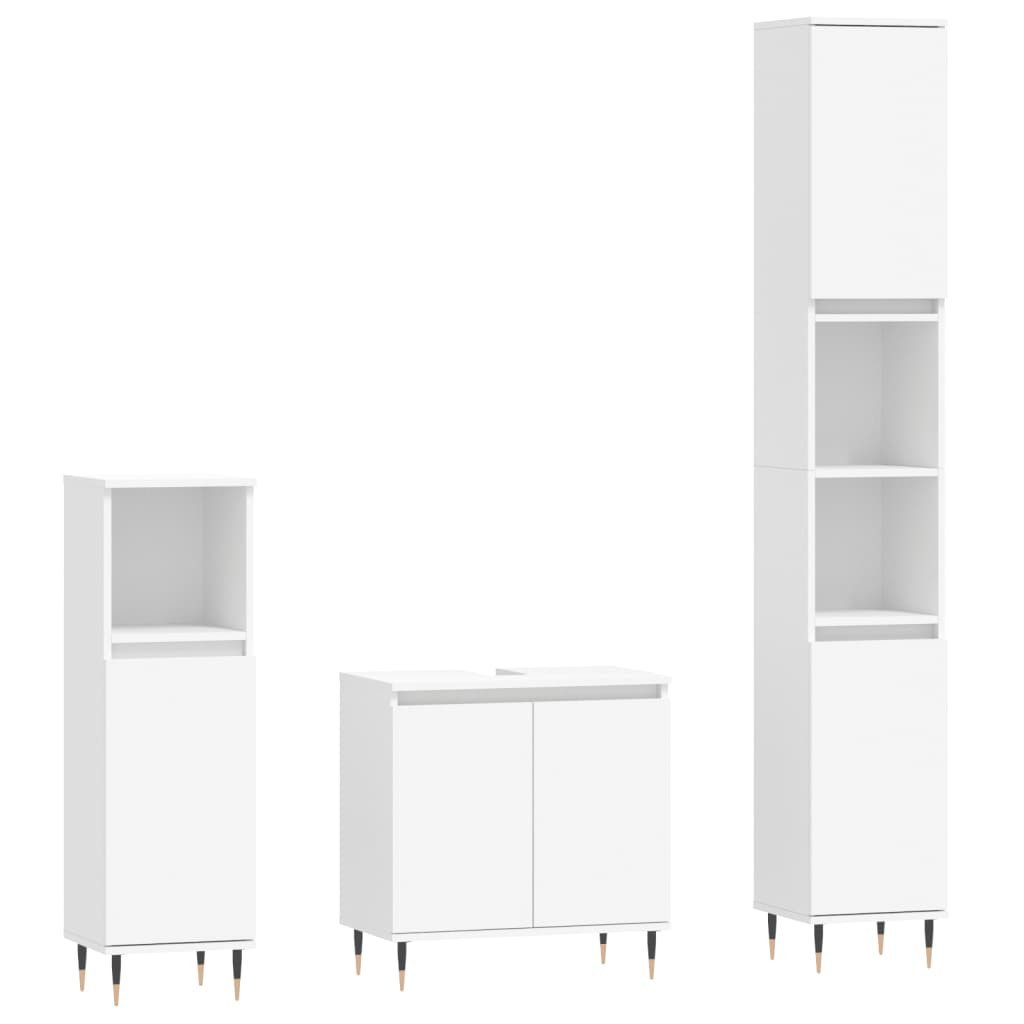 vidaXL Badezimmer-Set 3-tlg. Badmöbel-Set Weiß Holzwerkstoff, günstig online kaufen