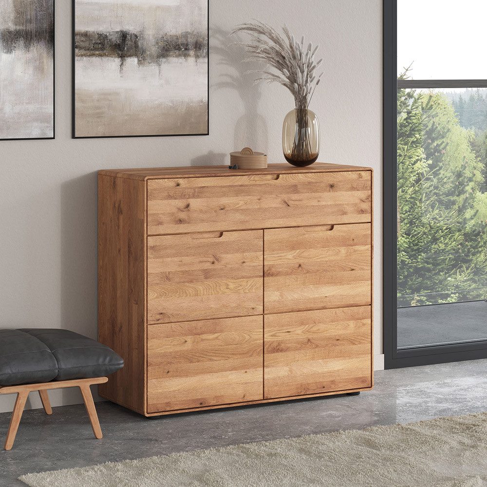Lomadox Kommode KALAMANTA-69, Massivholz Sideboard Schrank Aufbewahrungsschrank modern in Eiche