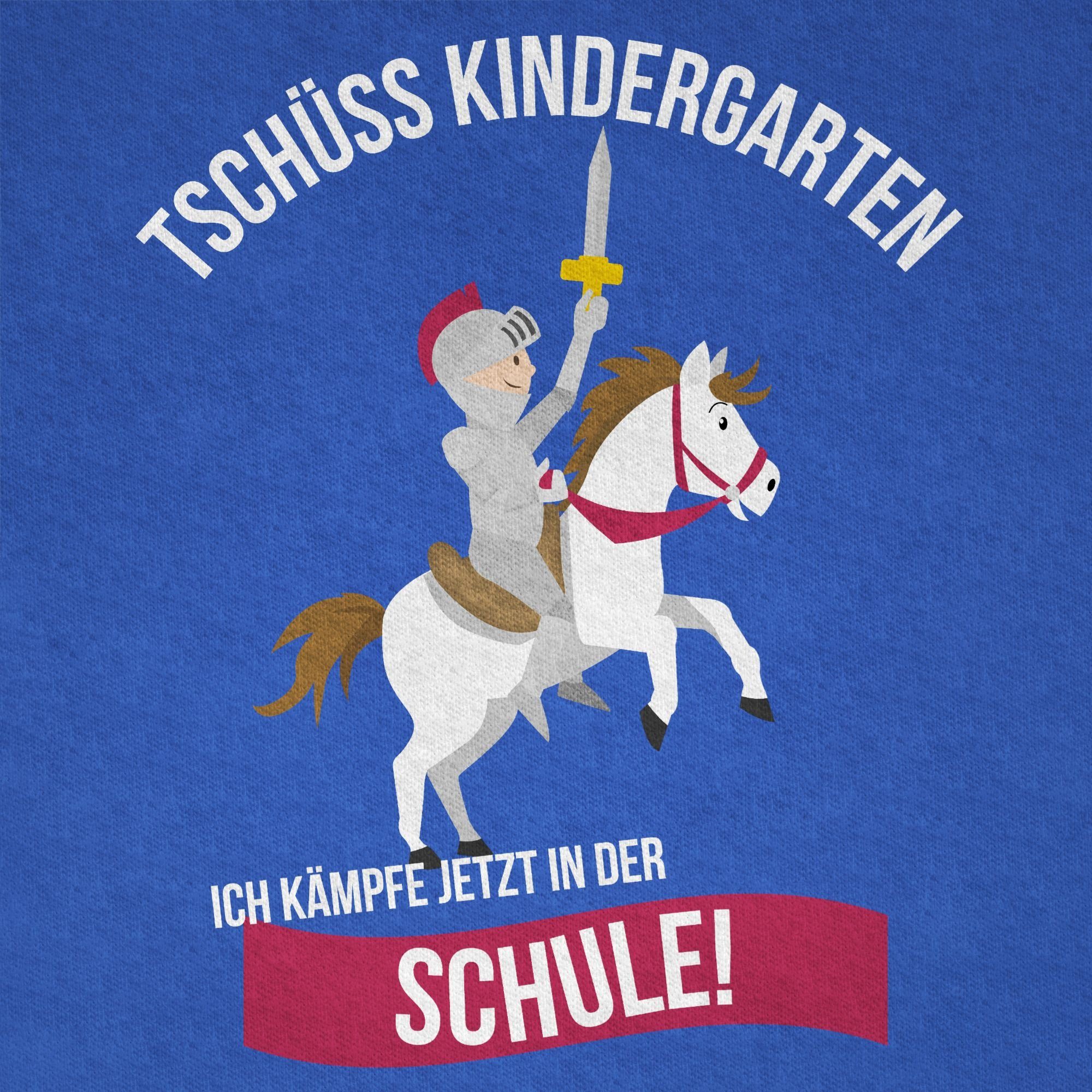 Shirtracer T-Shirt Tschüss Einschulung Schule Schulanfang Geschenke 2 Junge Royalblau Kindergarten Ritter