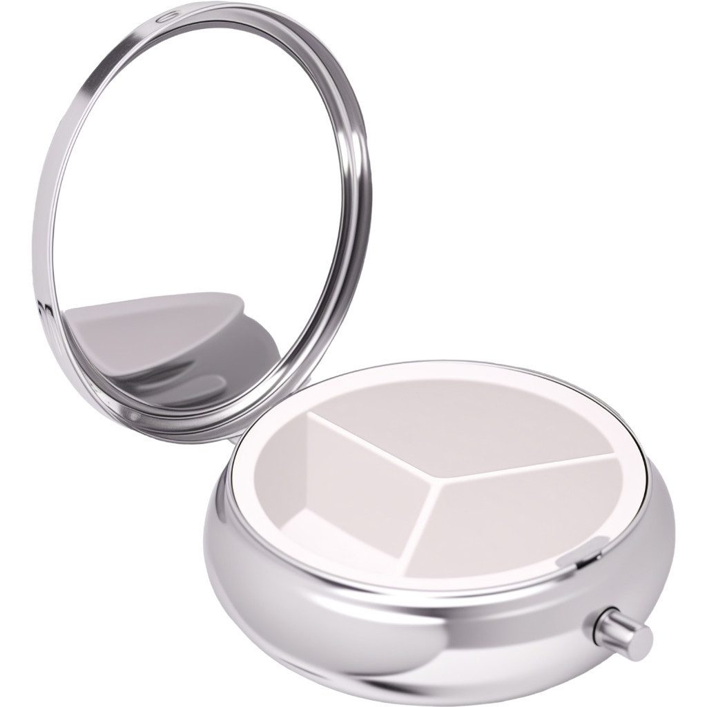 The Beauty House Pillendose Kompakte Pillendose im Glasfenster-Stil, mit Schmetterling, Rose, Pilzen & Naturmotiven