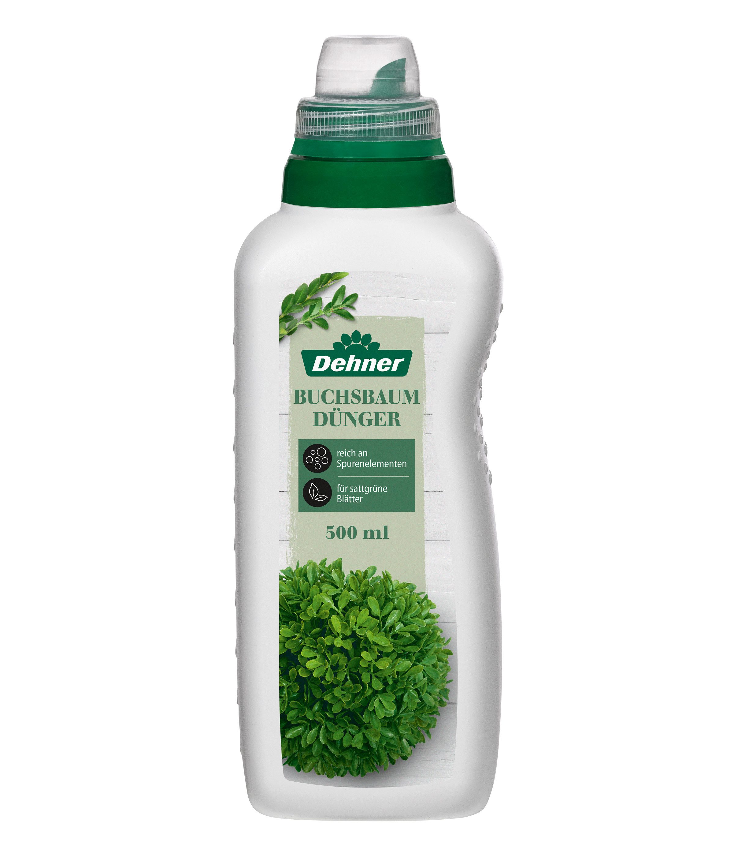 Dehner Blumendünger Buchsbaumdünger, hochwertiger NPK-Dünger, 500 ml für ca 25 l, 25 l Gießwasser, Flüssigdünger, organisch mit Spurennährstoffen