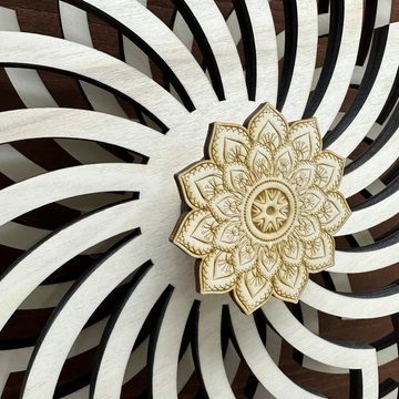 WoodFriends Wandbild Mandala 3D Wandkunst 36 cm Illusion Esoterik Meditation Yoga, aus Holz, beweglich