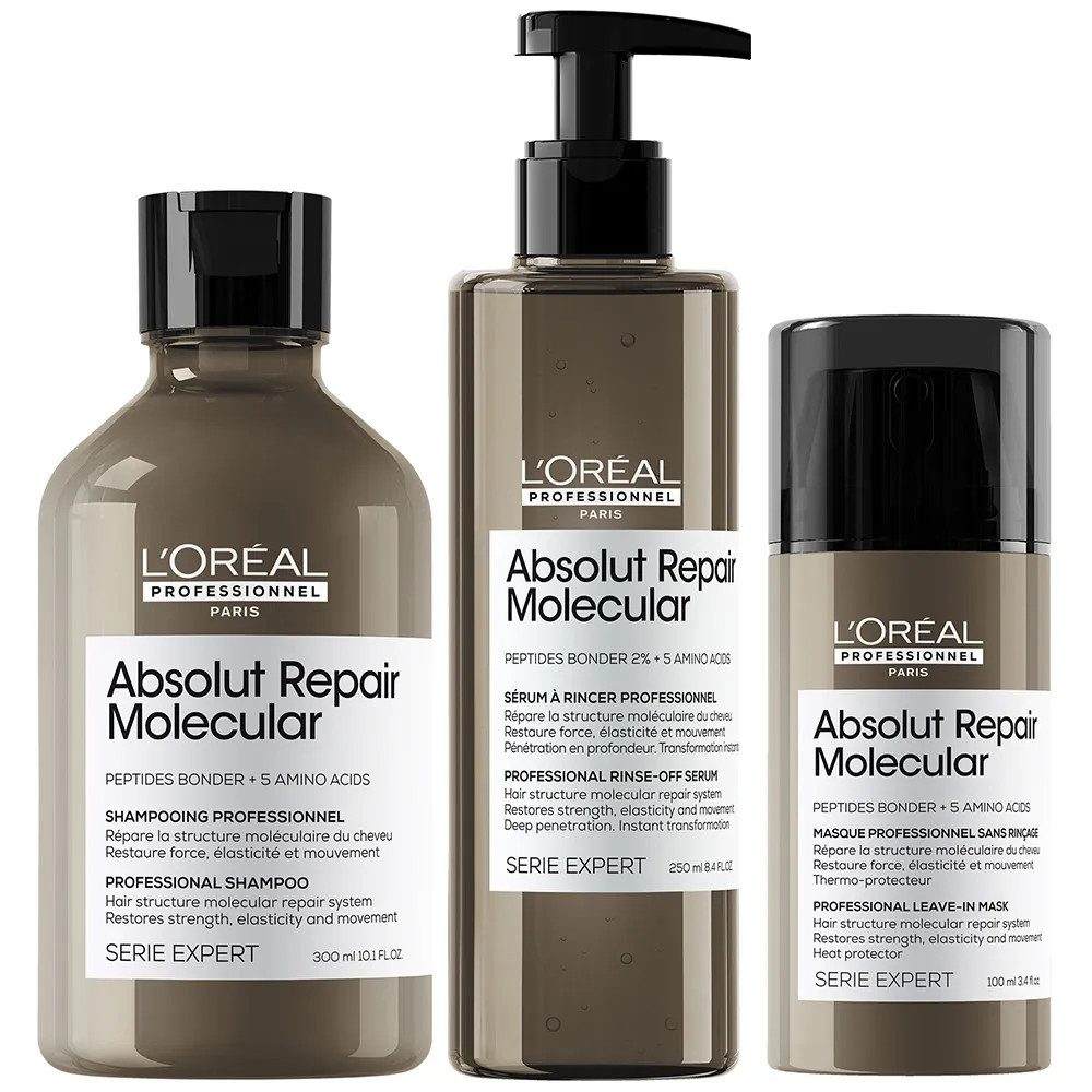 L'ORÉAL PROFESSIONNEL PARIS Haarpflege-Set L'Oréal Absolut Repair Molecular Shampoo Serum Leave-In Set, 3-tlg., reichhaltig