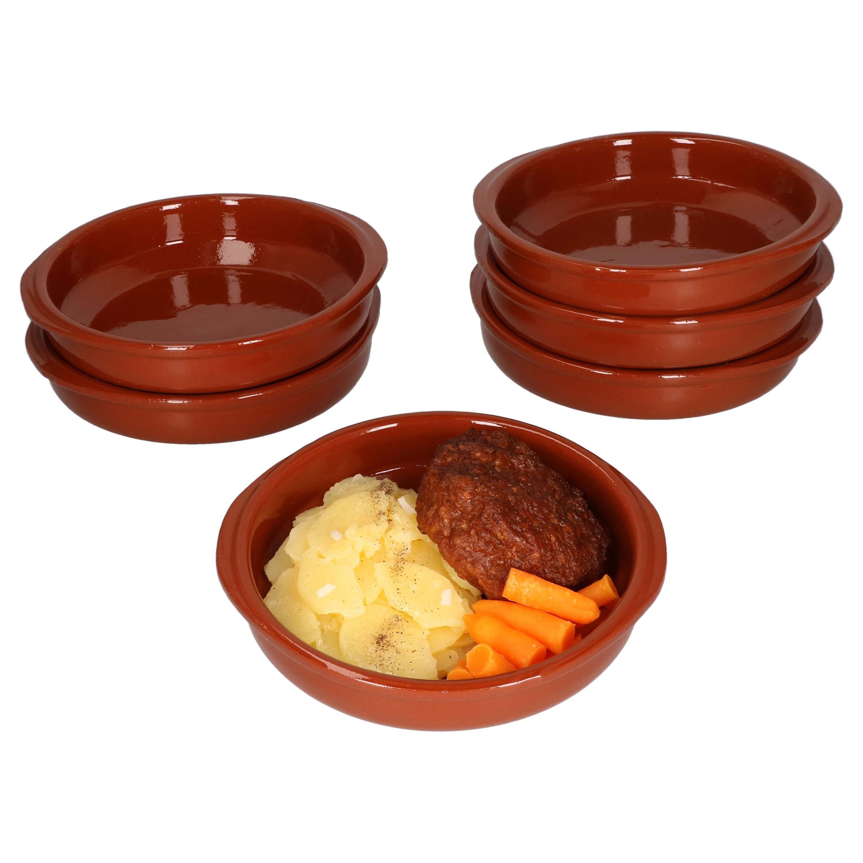 MamboCat Servierschale 6er Set Cazuela Tonschale mit Griffen 16 cm - 99508, Steingut