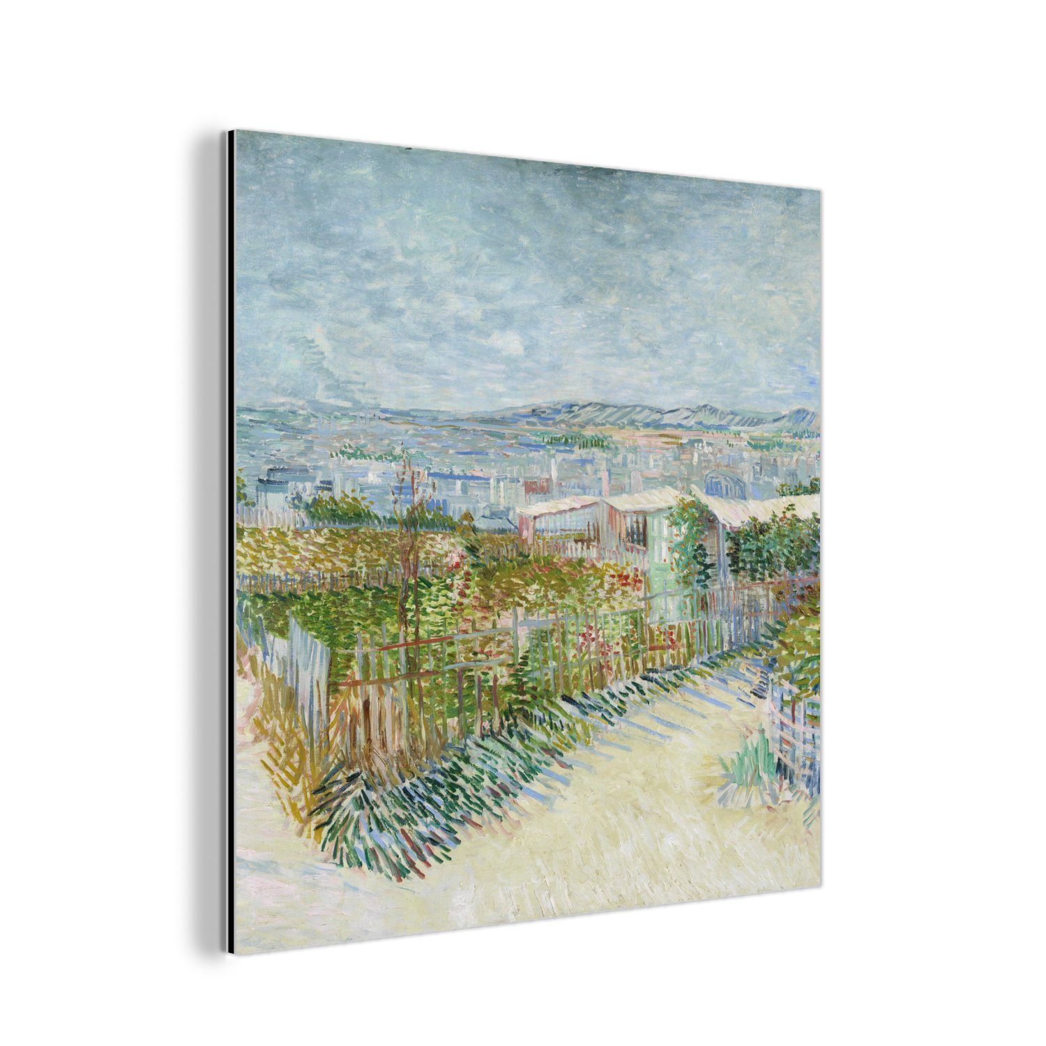 MuchoWow Metallbild Montmartre: hinter der Mühle von Galette - Vincent van Gogh, (1 St), Alu-Dibond-Druck, Gemälde aus Metall, Aluminium deko