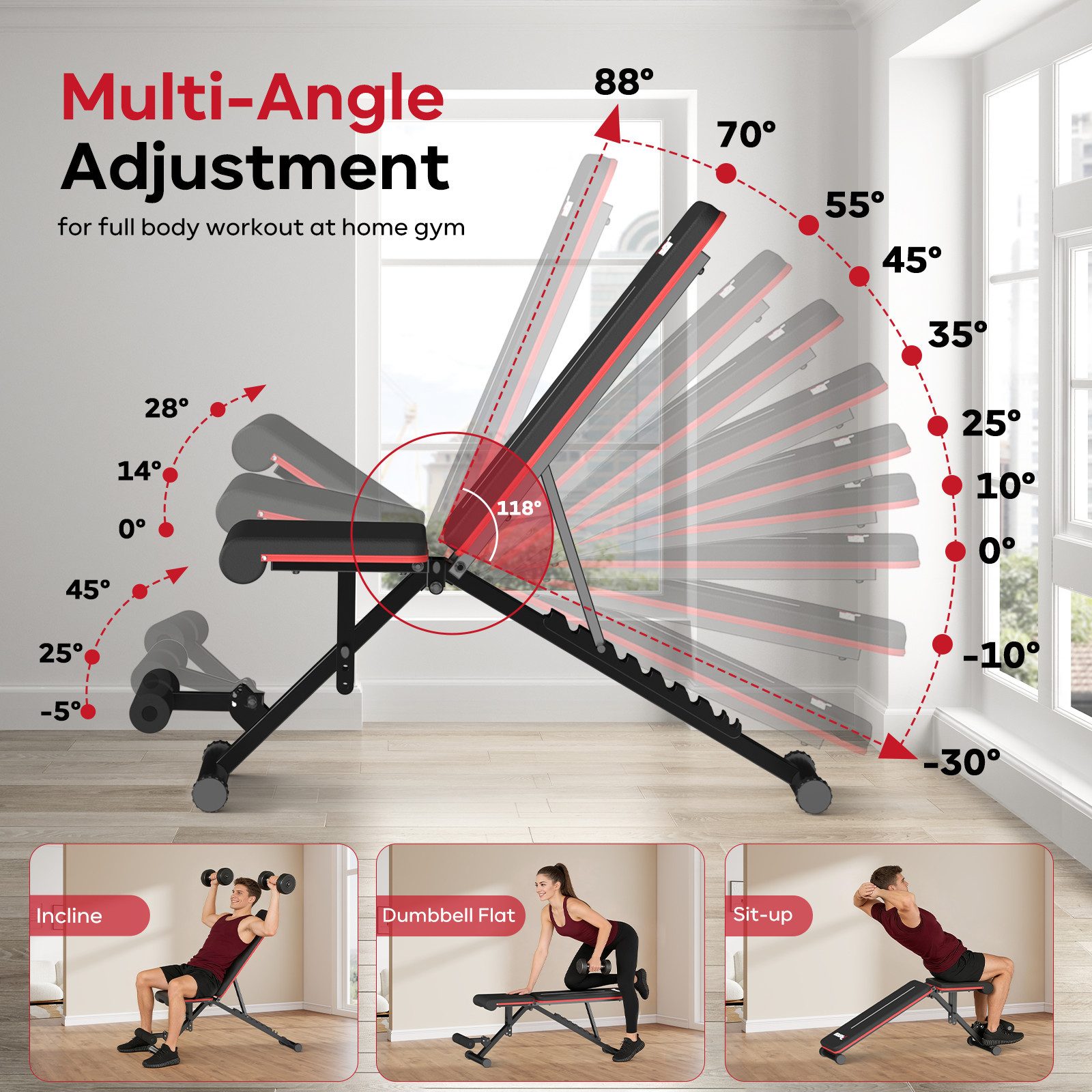 PASYOU Hantelbank Klappbare Verstellbare Hantelbank, Bankdücken Bank