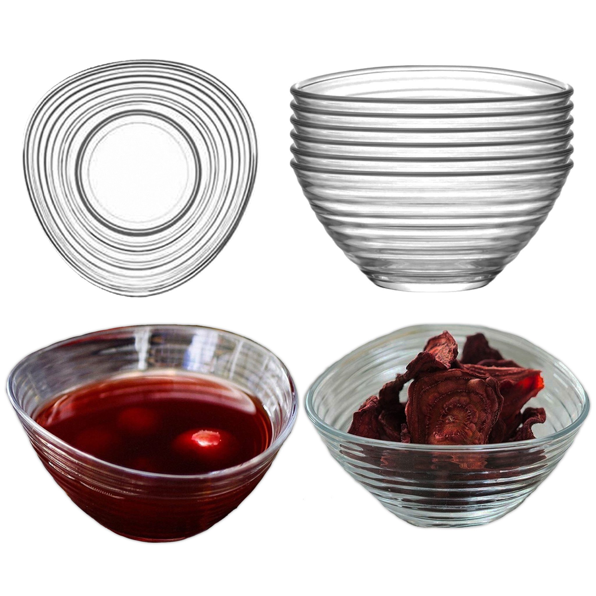 LAV Dessertschale Derin Glasschalen – 300 ml (10 1/4 oz), 6er Set, Glas, (6er-Set, 6-tlg), Rillenmuster, spülmaschinengeeignet, ideal für Desserts, Snacks, Dips