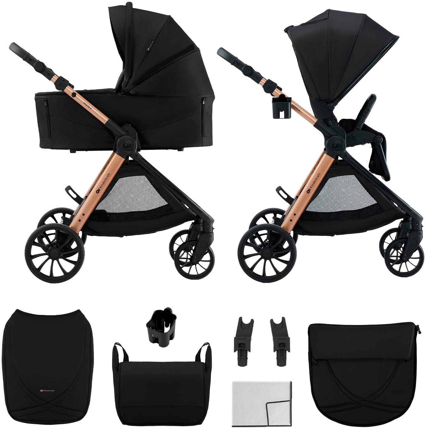 Kinderkraft Kombi-Kinderwagen VESTO 2 - 2in1, (Set, 10-tlg)