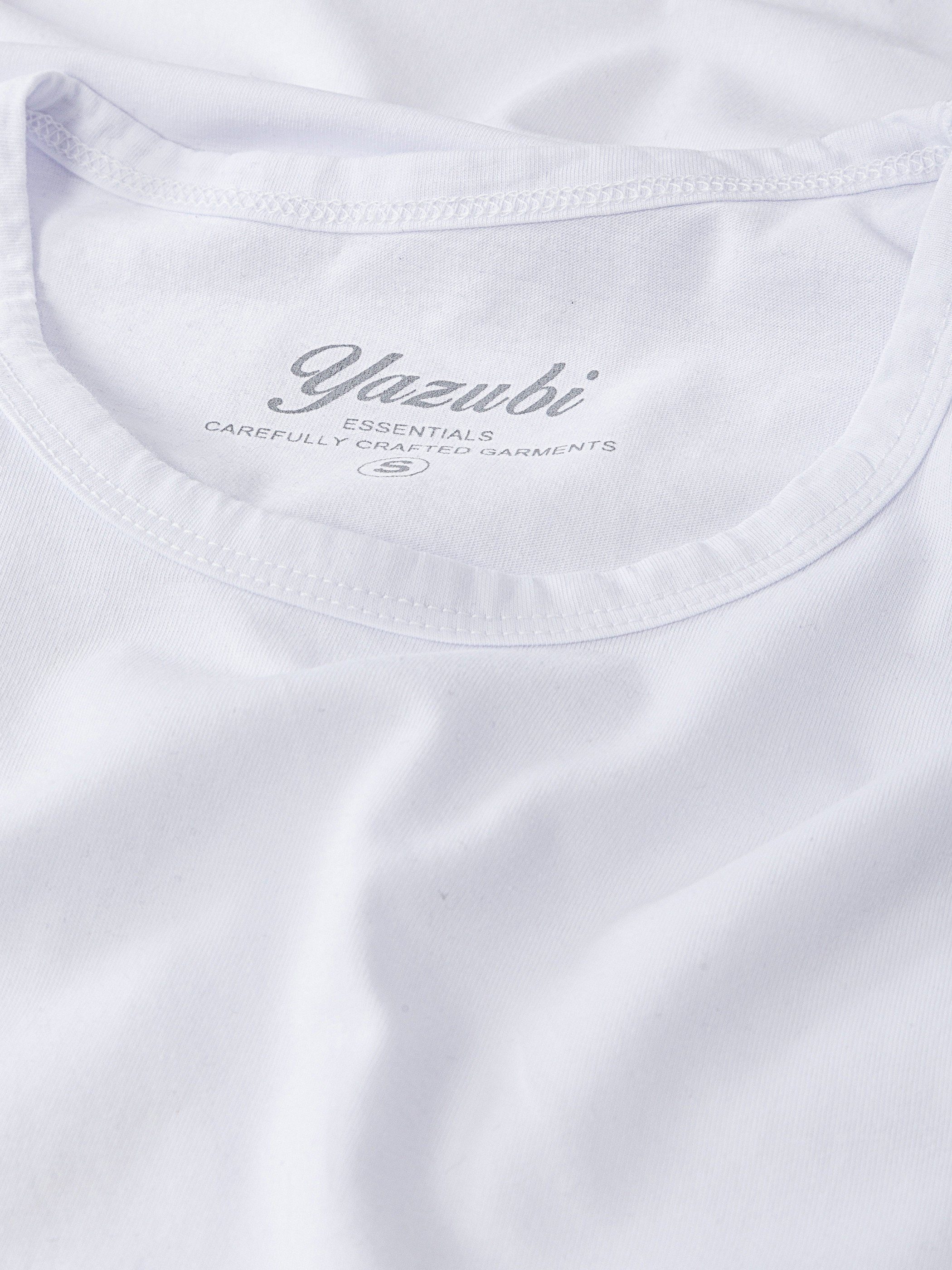 Yazubi T-Shirt Max 110601) Weiß Shaped Long (Set, 3-Pack Tee white modernes Rundhalsshirt (bright 3er-Pack)
