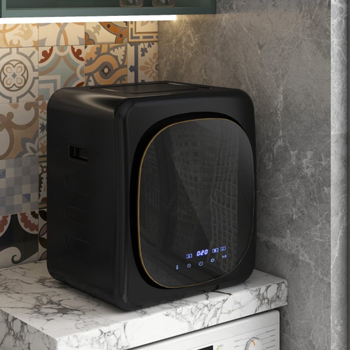 autolock Wandwäschetrockner Wäschetrockner mit 6 Programm LED-Touchscreen 800W Mini, Trockner Wandmontage Ablufttrockner 4 kg bis zu 60℃ 