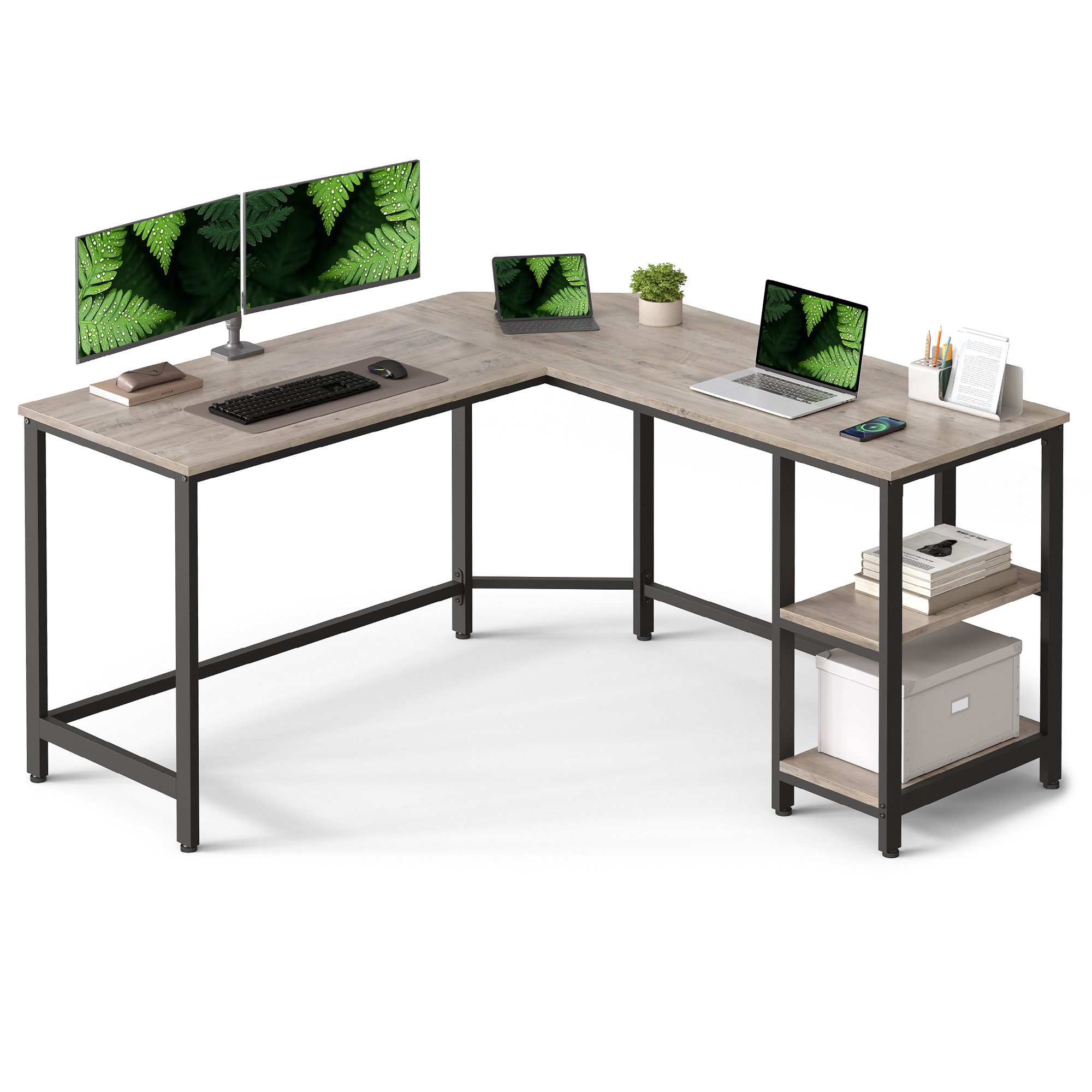 VASAGLE Schreibtisch Computertisch, 130/138 cm, L-förm günstig online kaufen