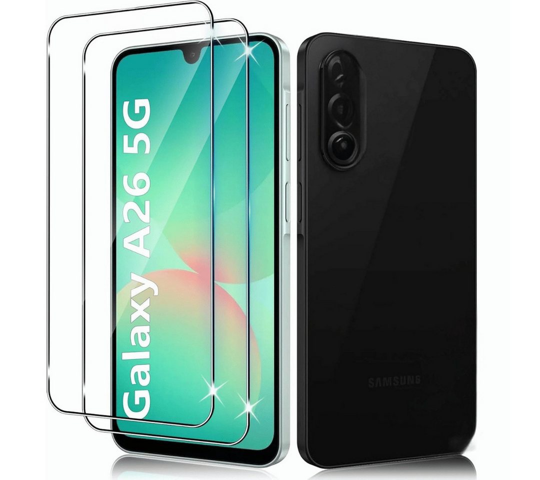 SmartUP Displayschutzglas 2X Schutzglas für Samsung Galaxy A26 5G Panzerfolie Display Full 9H für Für Samsung Galaxy A26 5G, kompletter Displayschutz
