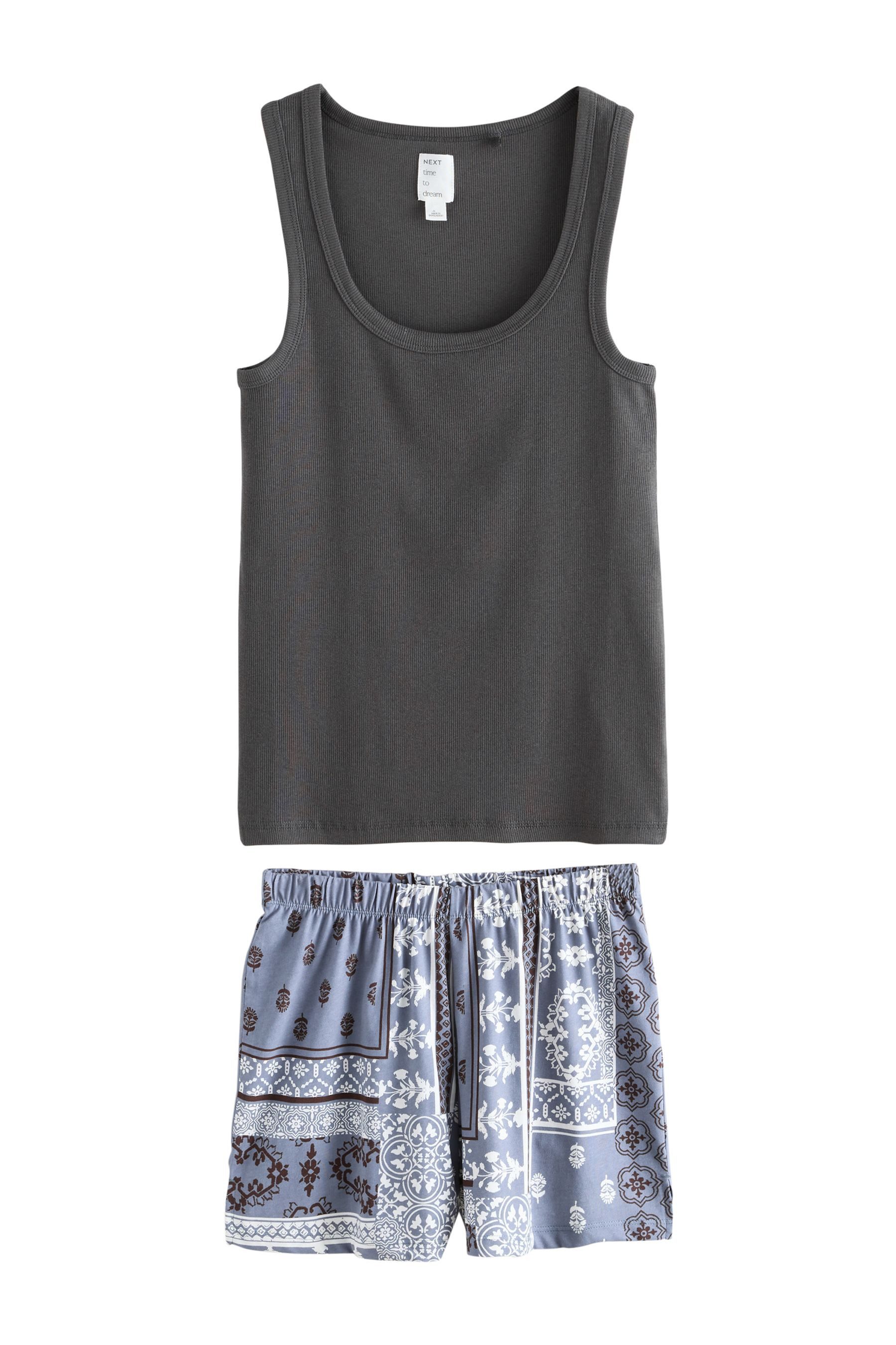 Next Pyjama Schlafanzug mit geripptem Trägertop und Shorts (2 tlg)