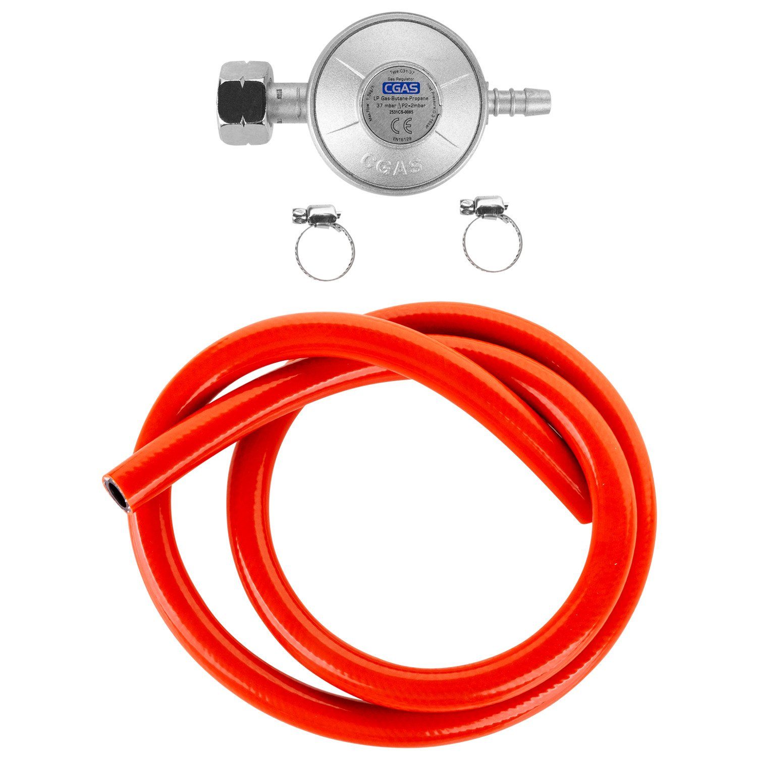 Teesa Gasdruckregler TSA0094, 37,00 mbar, Propan-Butan Anschlussset Gasregler 1m Schlauch