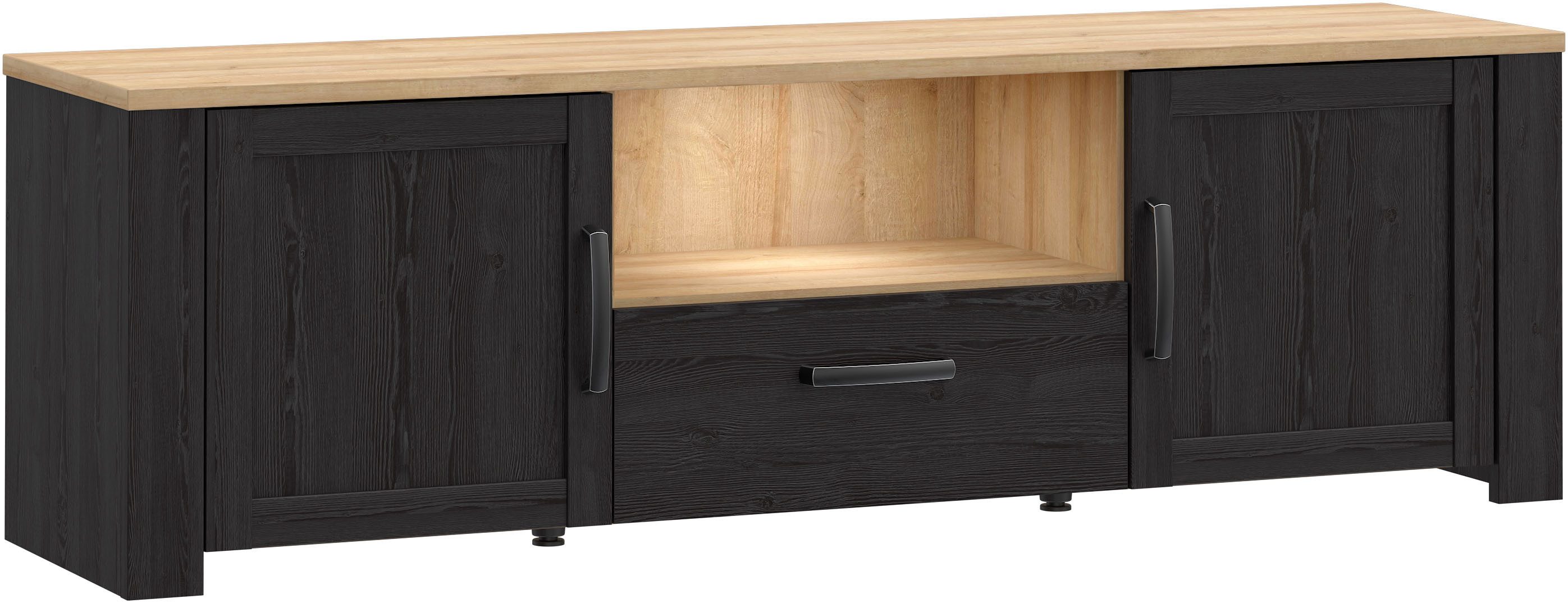 FORTE TV-Board Bohol TV-Schrank, Stauraum, 2 farbiges Dekor, landhaus, B/H/T 166,1/51,8/42cm, 2 Türen, 1 SK