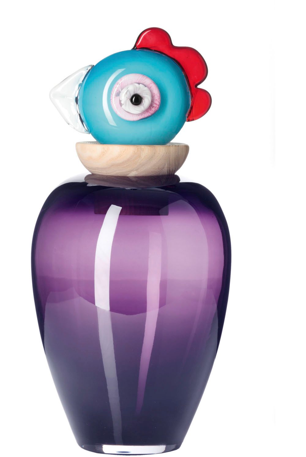 LEONARDO Tischvase PAPAGENO, Vogelvase Pina, lila (1 St), handgefertigte Vase aus Glas, Höhe ca. 35 cm