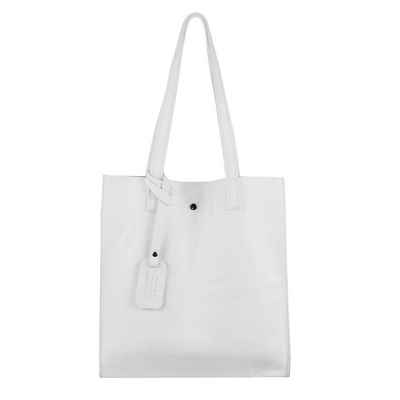 ITALYSHOP24 Schultertasche Made in Italy Damen Leder Shopper Schultertasche, italienisches XL Handtaschen-Set aus 2 Taschen