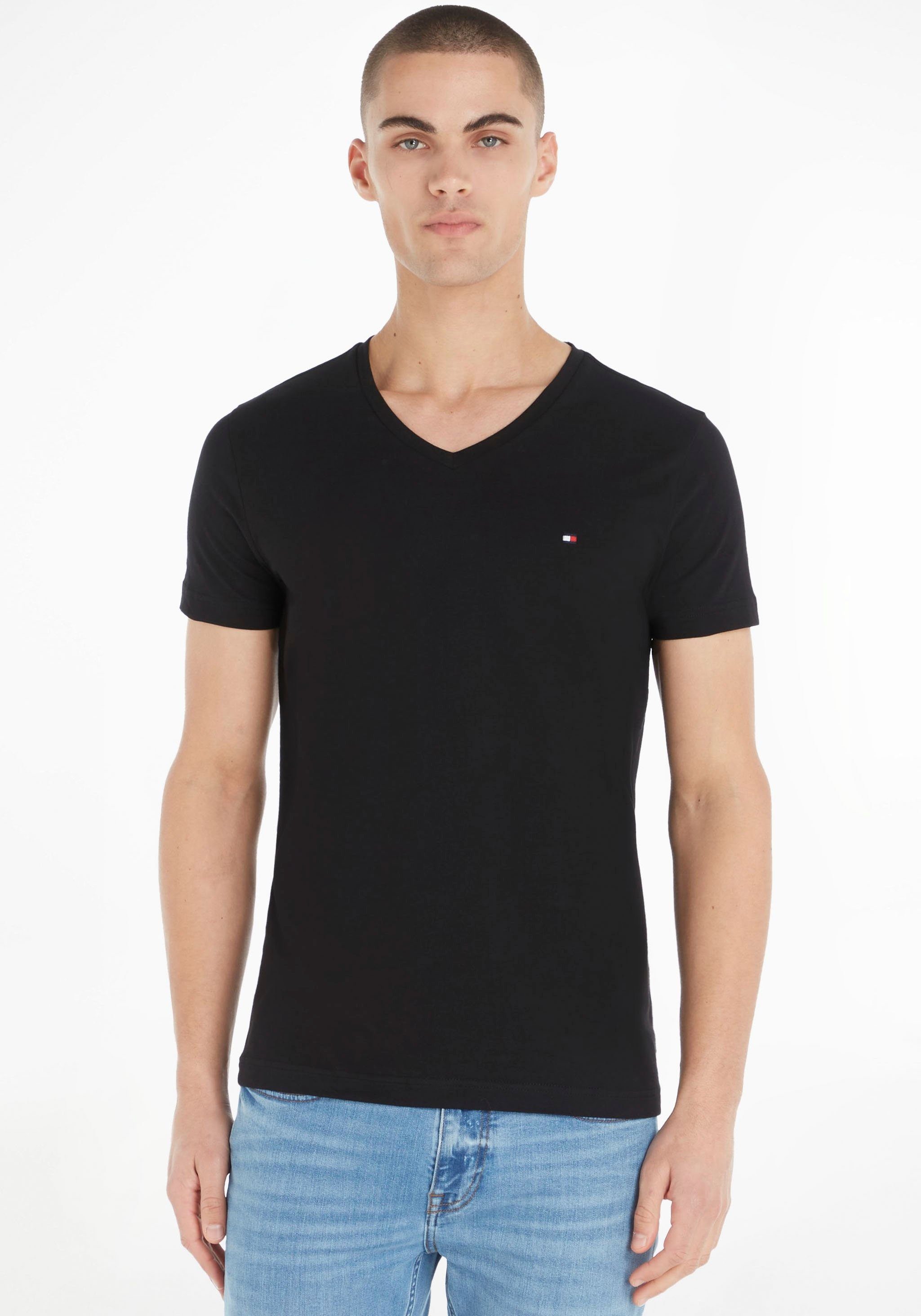 Tommy Hilfiger T-Shirt V-Shirt Stretch Slim black
