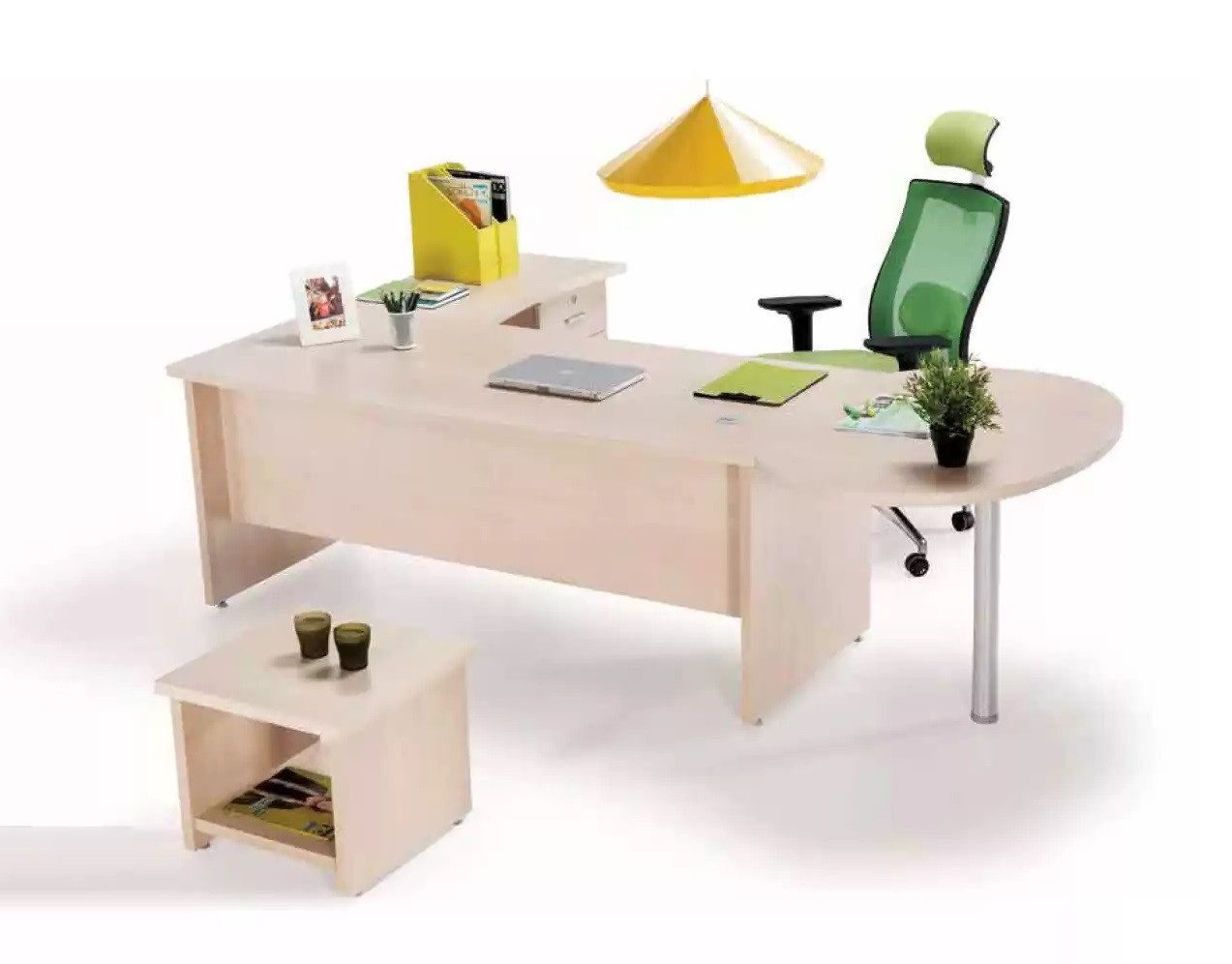 Xlmoebel Schreibtisch Zeitgemäße Büroausstattung Eck-Schreibtisch Beistelltisch Nachttisch (3-St., Set 3 tlg Eckschreibtisch+Kommode+Couchtisch), Hergestellt in Europa