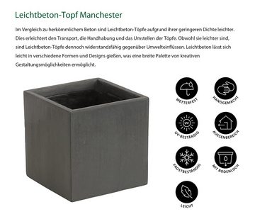 Dehner Blumentopf Pflanztopf Clayfibre, quadratisch, Leichtbeton, Modernes Design, leicht, stabil, wetterbeständig