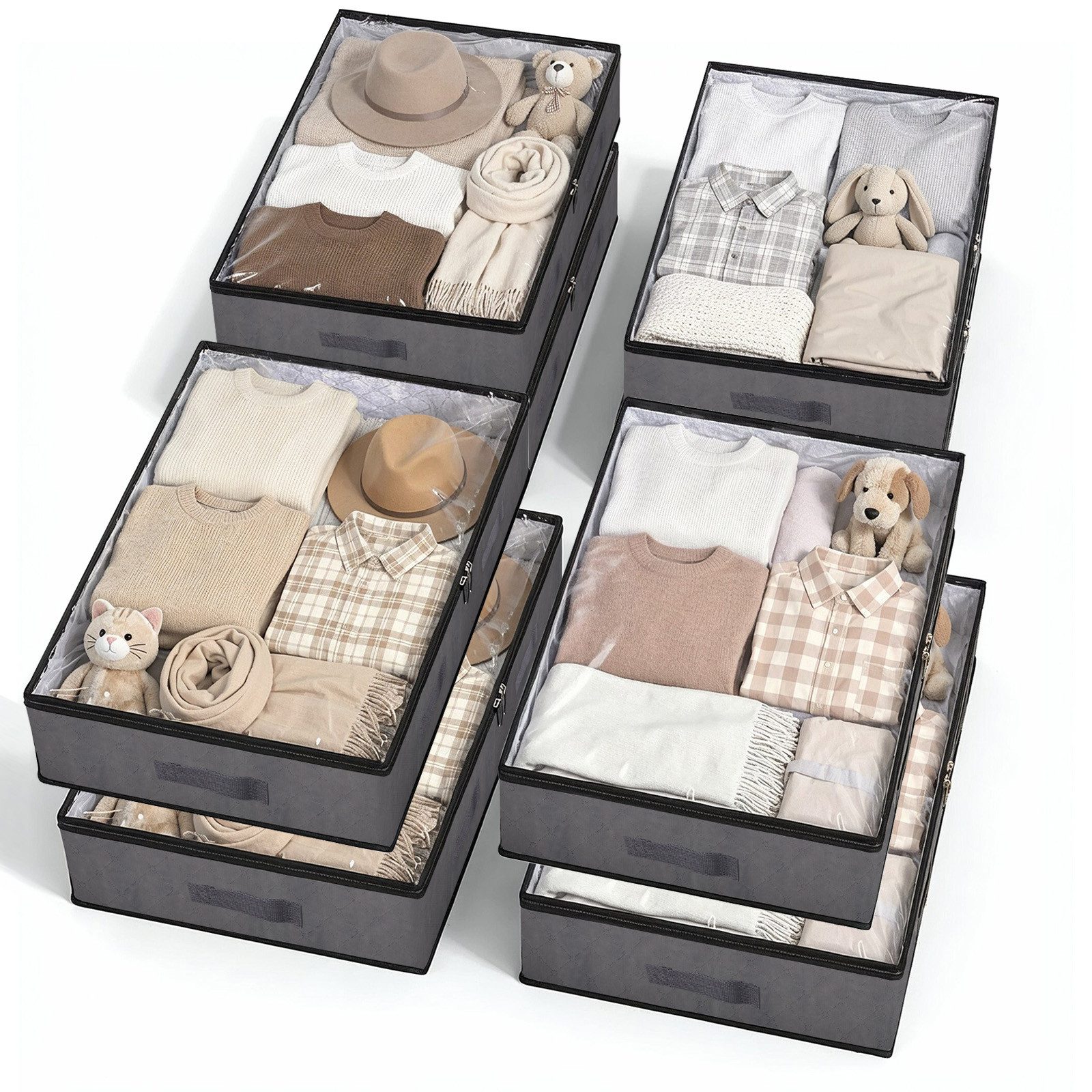 Sekey Unterbettkommode Unterbett Aufbewahrungsbox mit deckel transparente Aufbewahrungstasche, Aufbewahrungstasche Organizer für Kleiderschrank Aufbewahrung 90L x 8