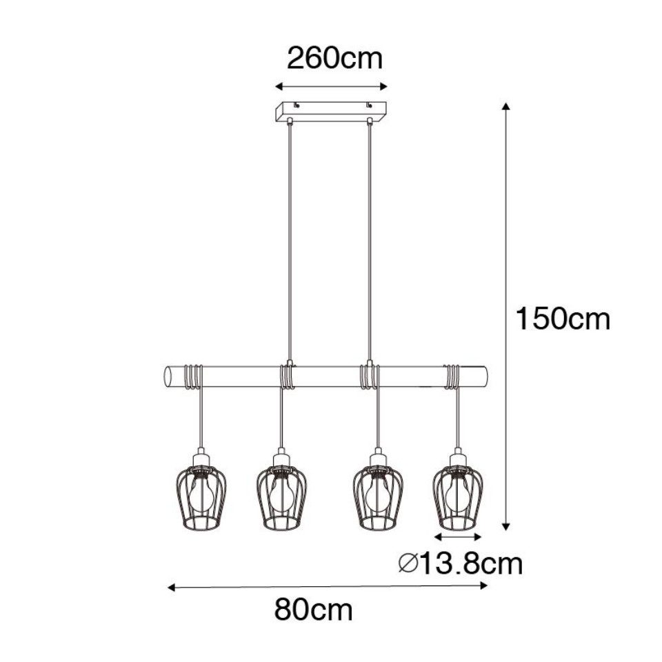 Qazqa Pendelleuchte Stronk, Dimmbar, LED wechselbar, Extra-Warmweiß, QAZQA Hängeleuchte, e27, Schwarz, Stahl, Landhaus