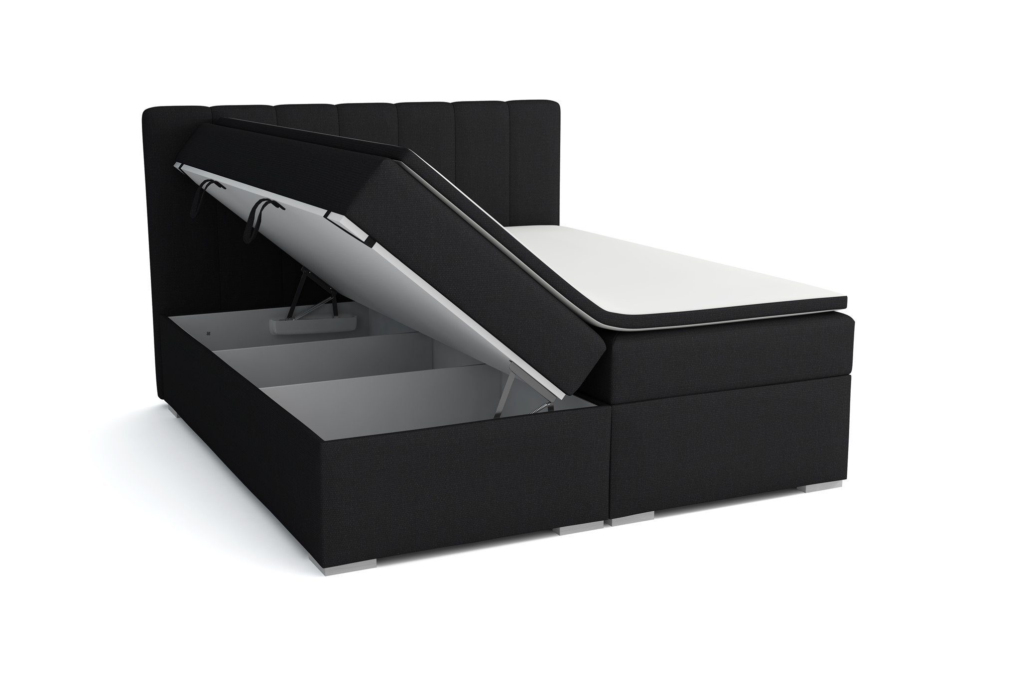 Fun Möbel Boxbett Schlafzimmerbett LAURIN (inkl. Bettkästen und Topper, Kunstleder oder Stoff), Beidseitig aufklappbare Bettkästen