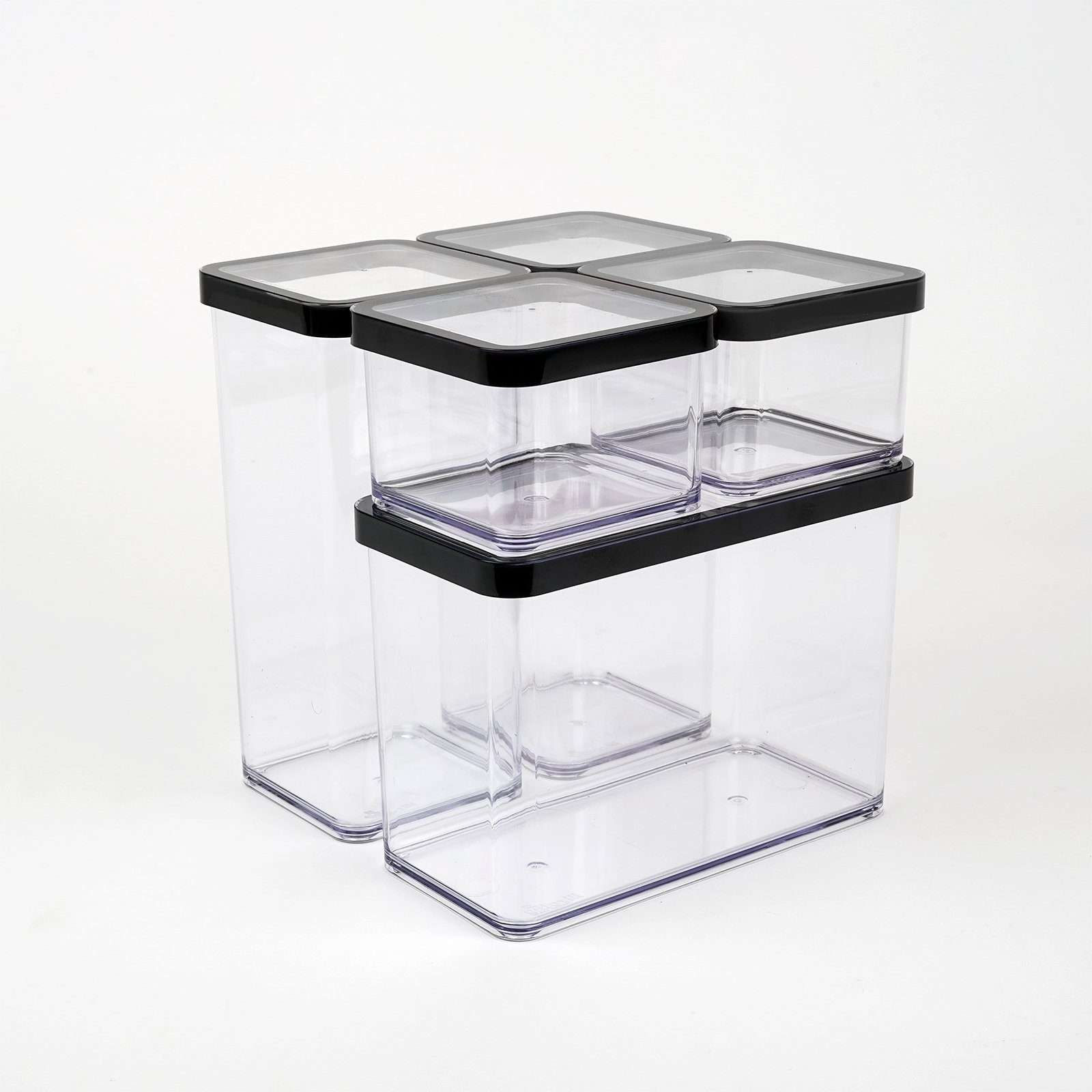 ROTHO Vorratsdose Loft 5er-Set Frischhaltedosen mit Deckel, stapelbar & luftdicht, Kunststoff, (Vorratsdosen-Set, 2 × 0,5 l, 1 × 1 l, 2 × 2,1 l – ideal für vielfältige Vorratshaltung), Luftdicht, aromadicht, geruchsneutral