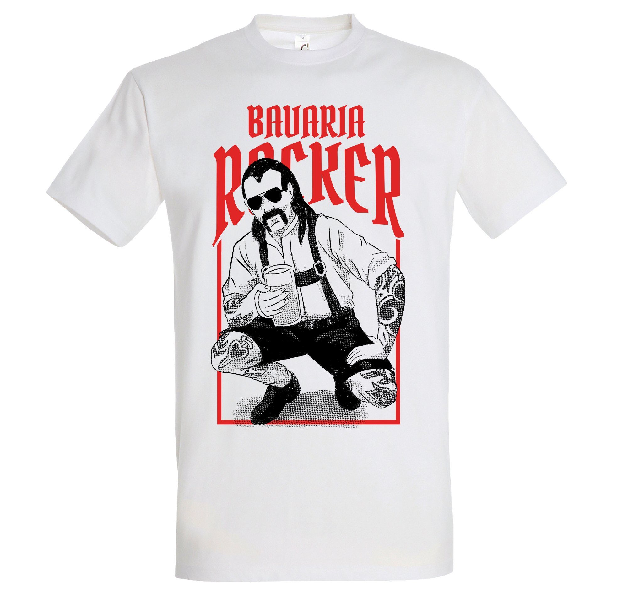 Youth Designz T-Shirt Bavaria Rocker Herren Shirt mit trendigem Frontprint Weiß