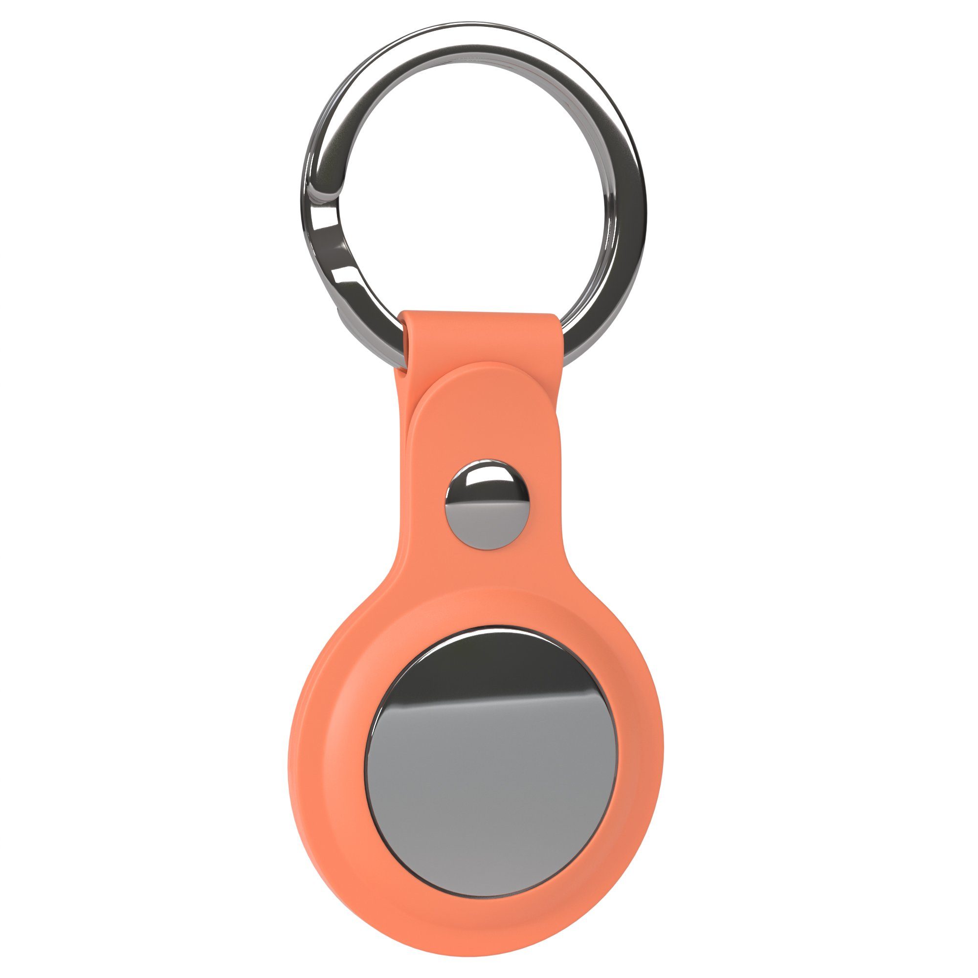 kurzer kompatibel Tasche Hülle mit Schlüsselanhänger CASE EAZY Schlaufe GPS Airtag mit Kratzfest Apple Anhänger Orange Silikon AirTag,