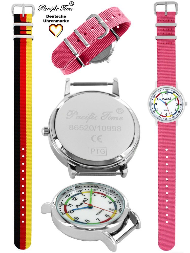 Quarzuhr Wechselarmband, rosa Gratis Pacific Match Mix Armbanduhr und Versand Set Deutschand Design Time - und First Kinder Lernuhr