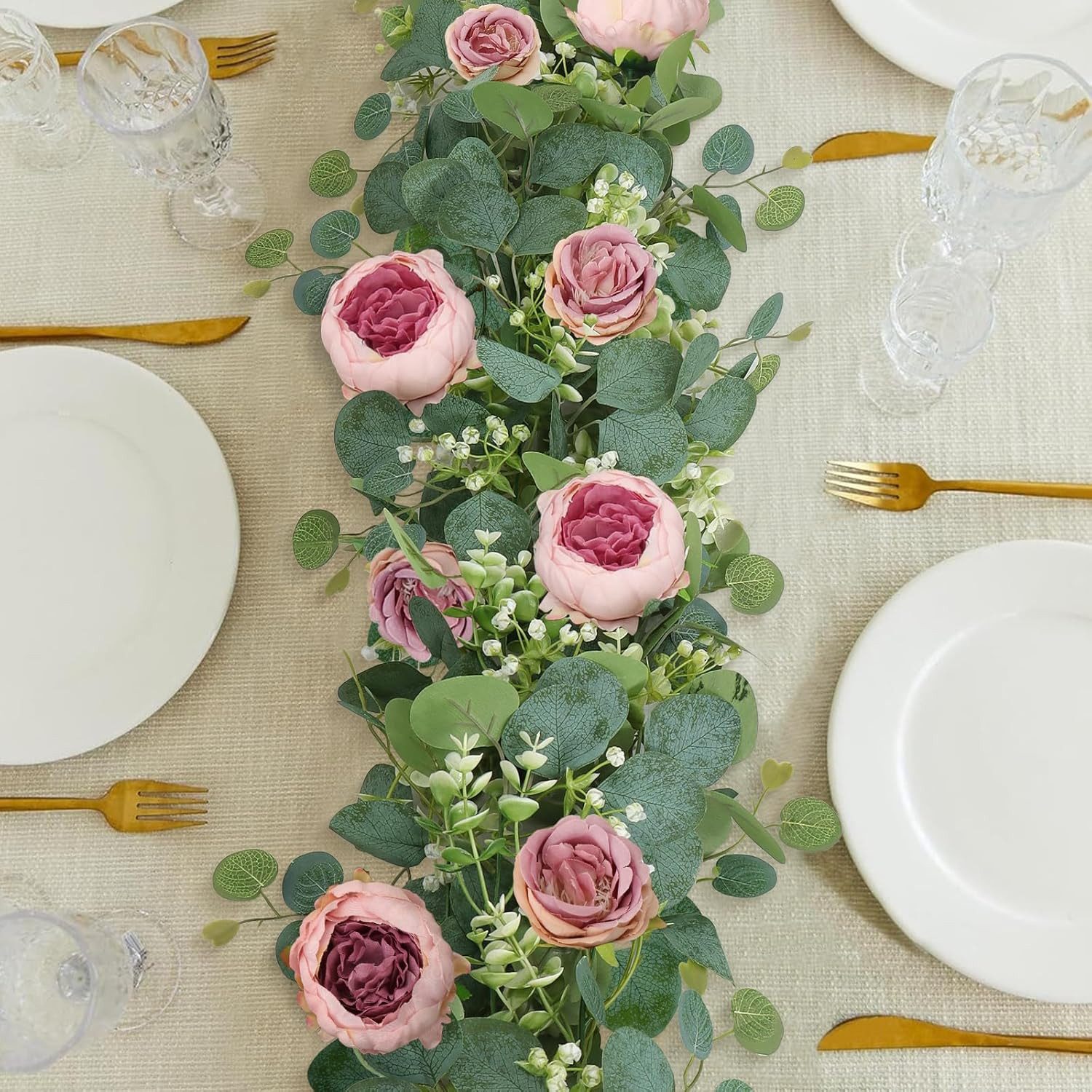 Kunstblumenstrauß 2/4 Stück Künstliche Blumengirlande Eukalyptus günstig online kaufen