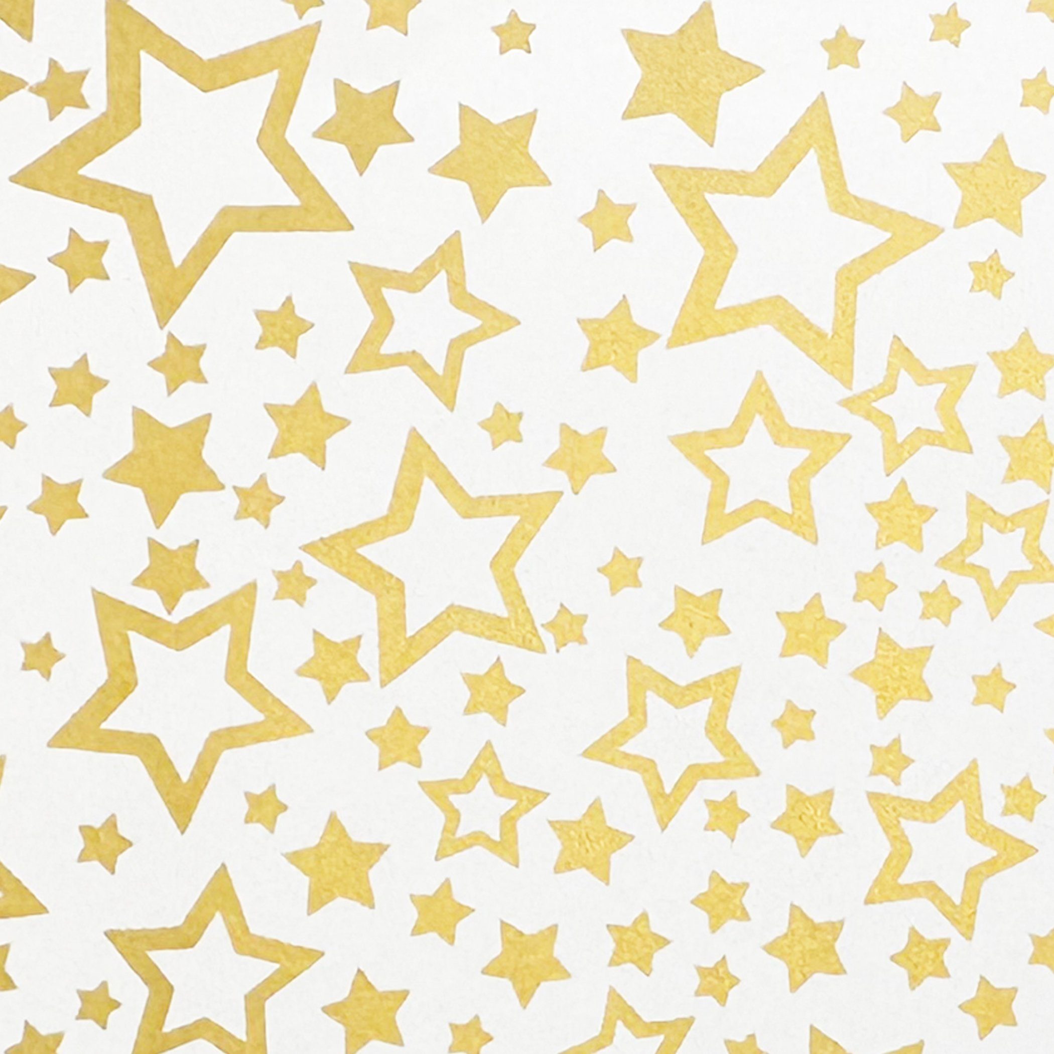 Star Geschenkpapier, Geschenkpapier Sterne Muster Rolle / gold weiß 2m 70cm x