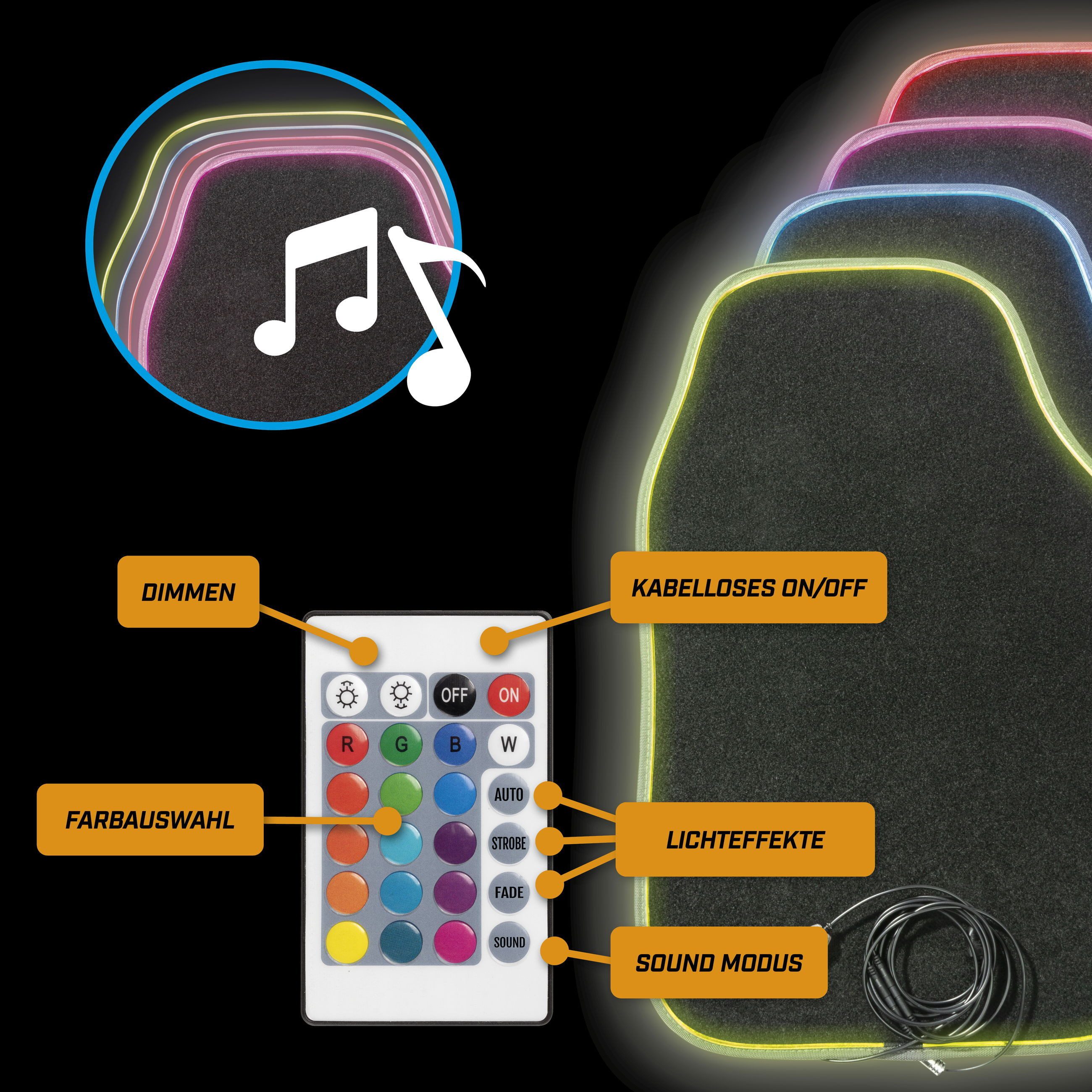 CarComfort Auto-Fußmatten Autoteppich Ambiente LED (2 St)