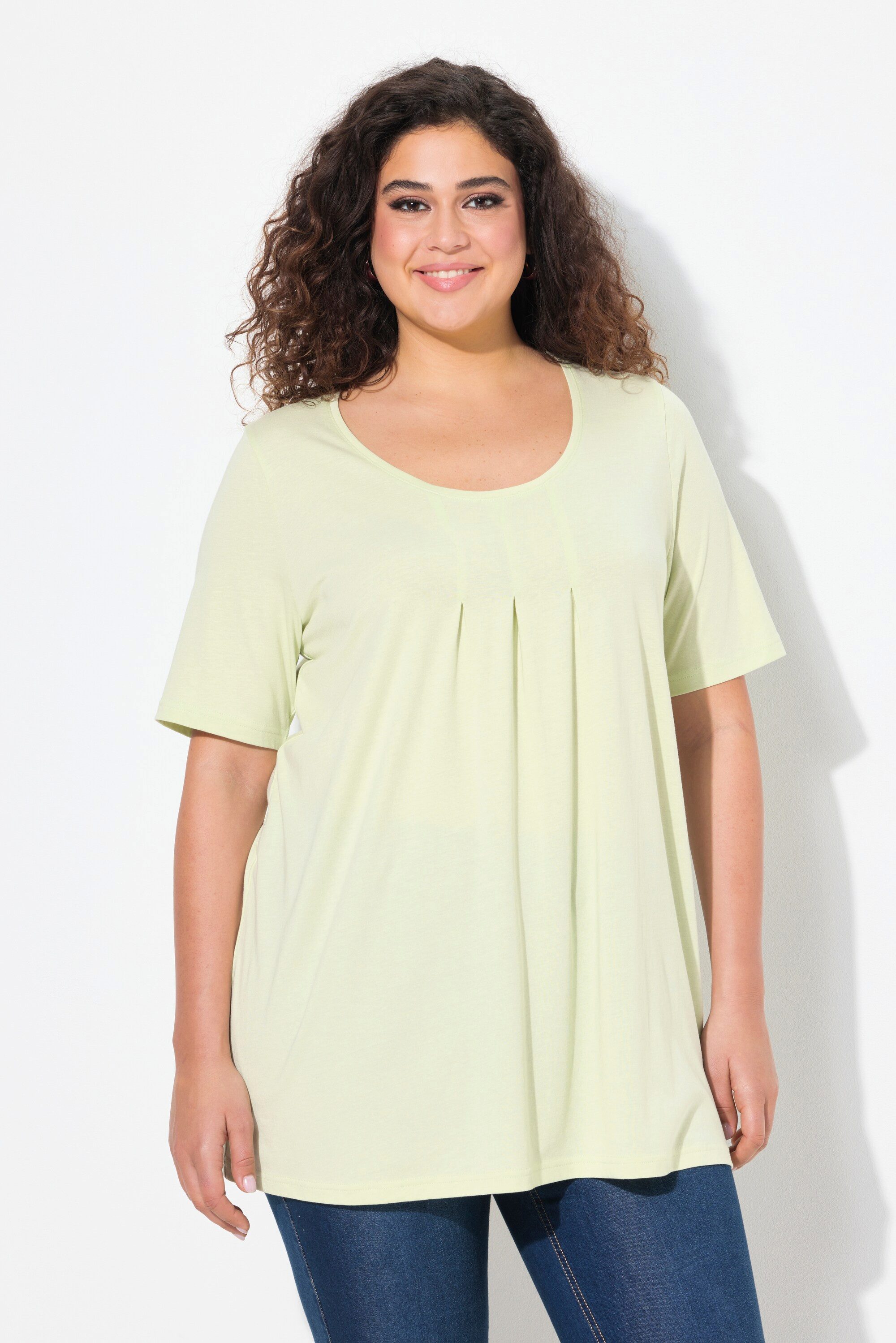 Ulla Popken T-Shirt T-Shirt Zierfalten A-Linie günstig online kaufen